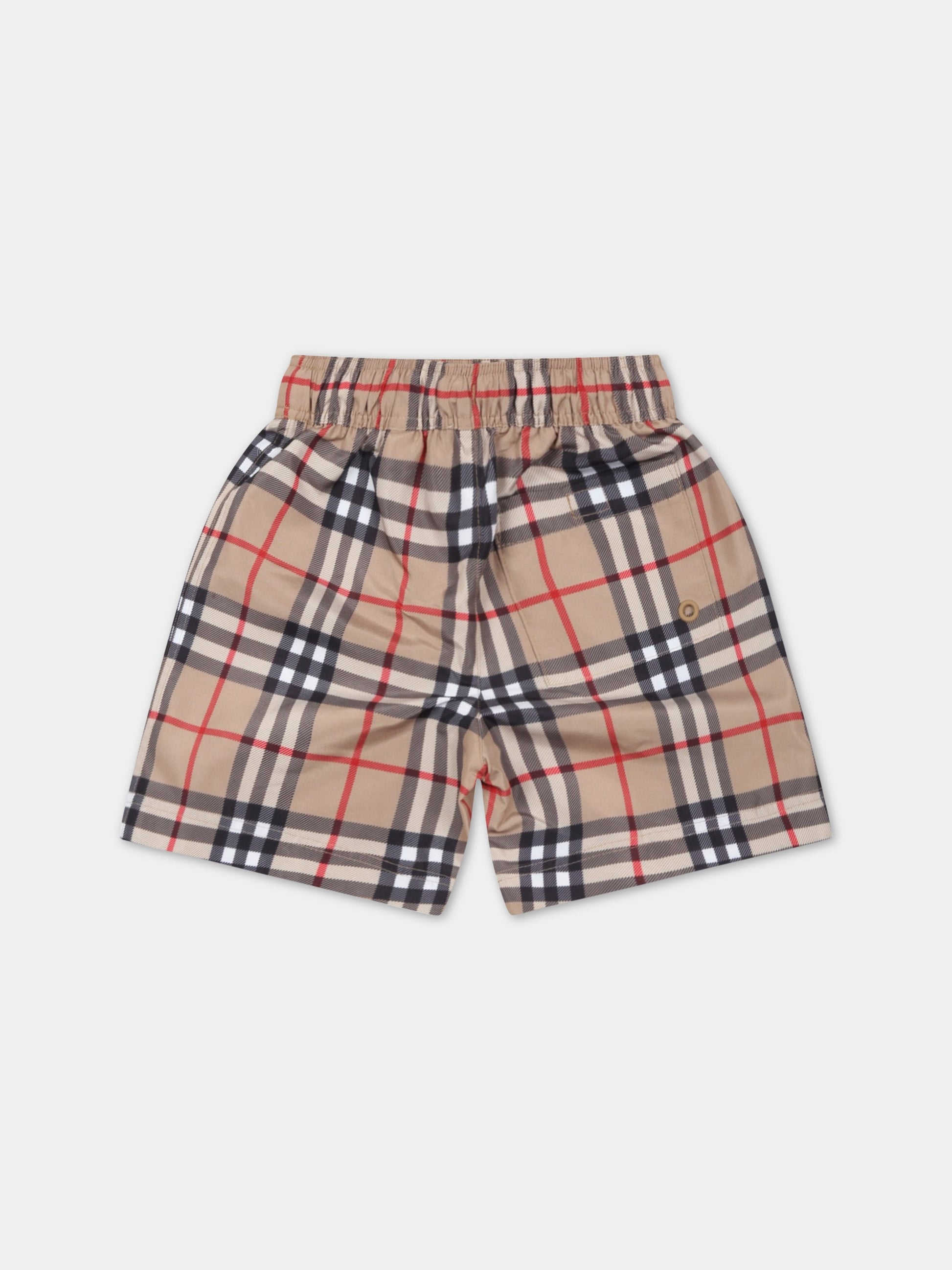 Boxer beige mare per neonato con iconico check vintage,Burberry Kids,8062273