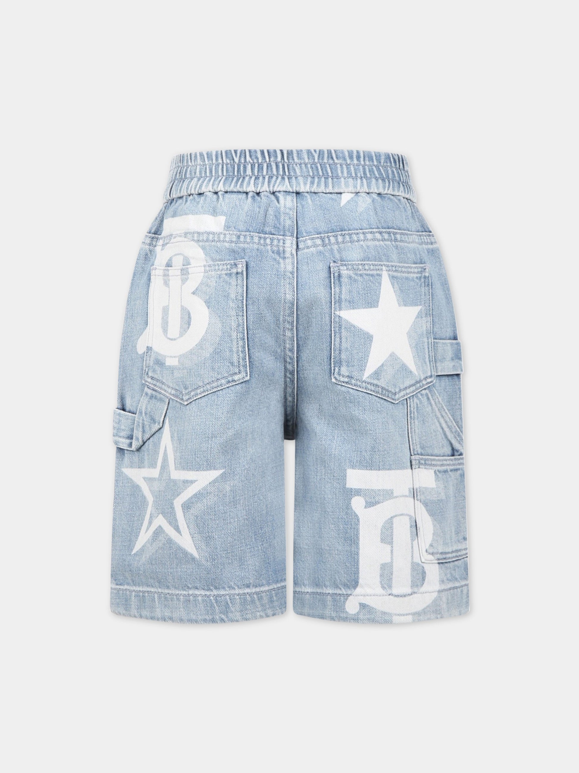 Shorts celesti per bambino con monogramm TB,Burberry Kids,8061230