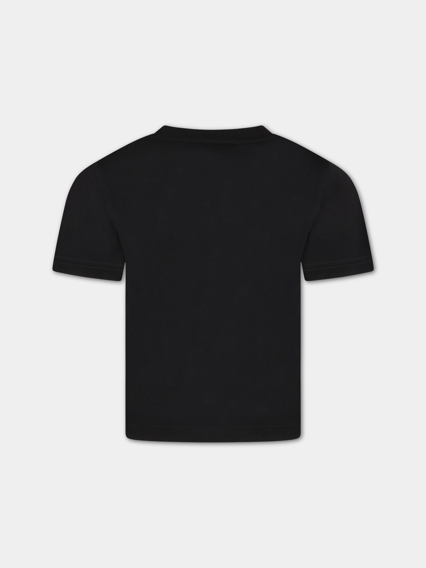 T-shirt nera per bambino con logo bianco,Burberry Kids,8064569