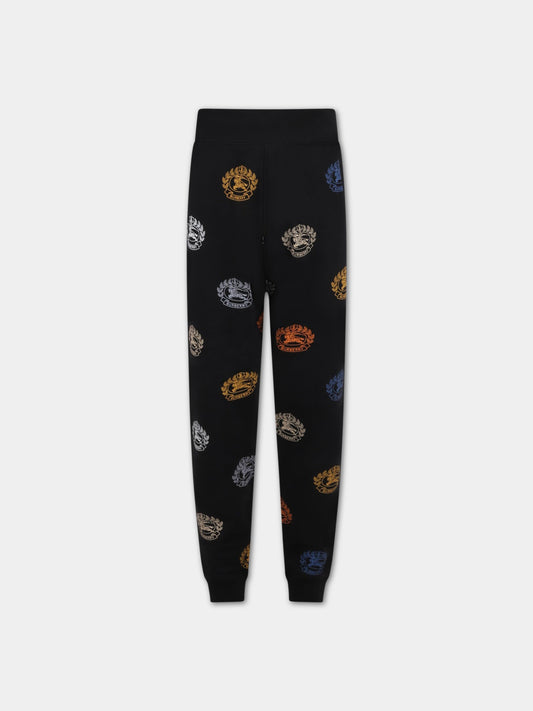 Pantaloni neri da tuta per bambino con logo,Burberry Kids,8063439