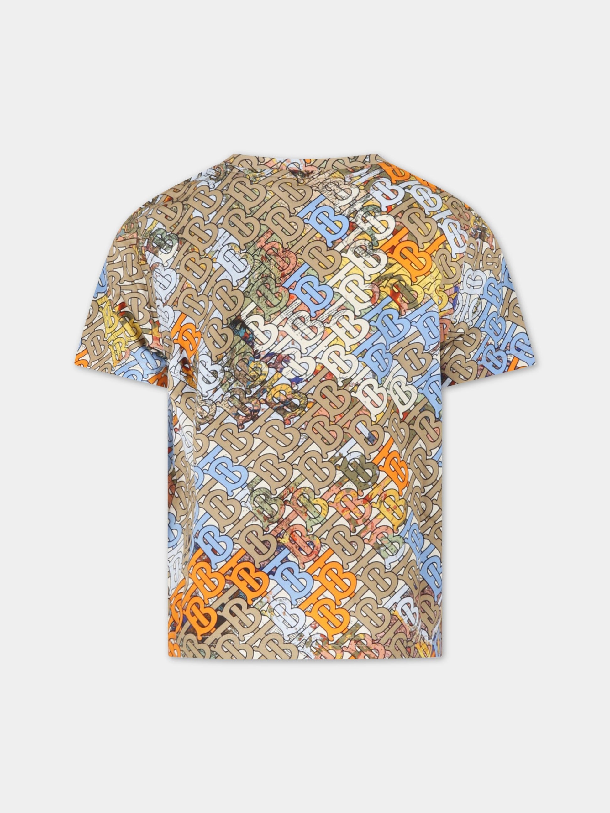 T-shirt multicolor per bambino con logo,Burberry Kids,8062180
