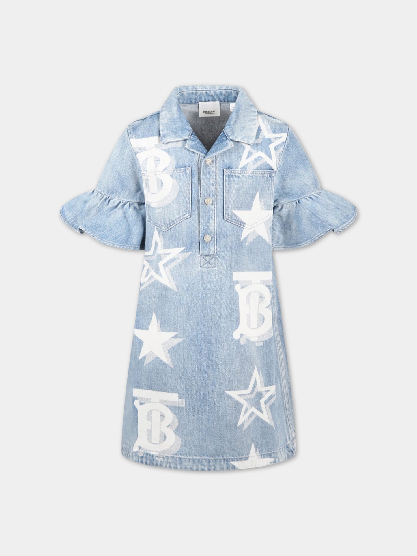 Vestito celeste per bambina con monogramma TB,Burberry Kids,8061231