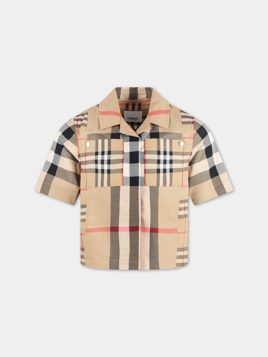 Camicia beige per bambino con check vintage,Burberry Kids,8061954