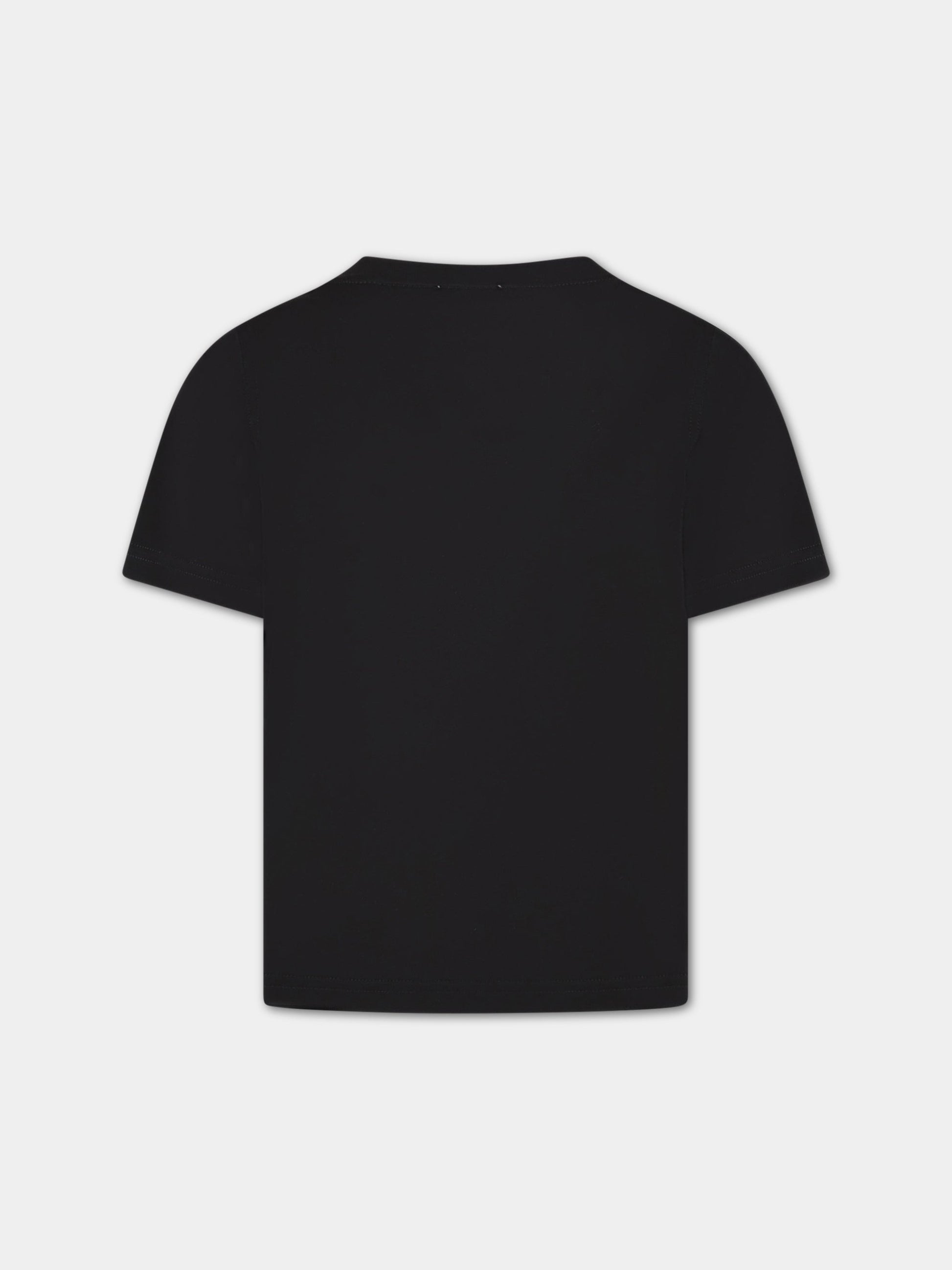 T-shirt nera per bambino con cavaliere equestre,Burberry Kids,8064571