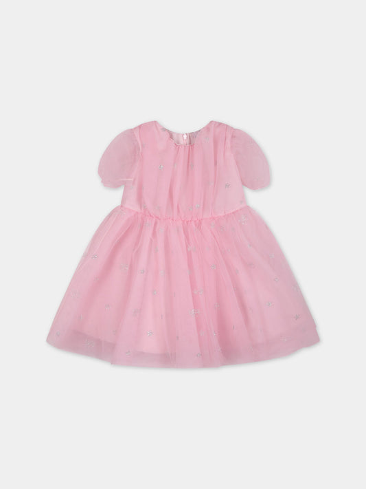 Vestito rosa per neonata con iconici eyes flirting e stelle,Chiara Ferragni Collection,53A904 1906 9075