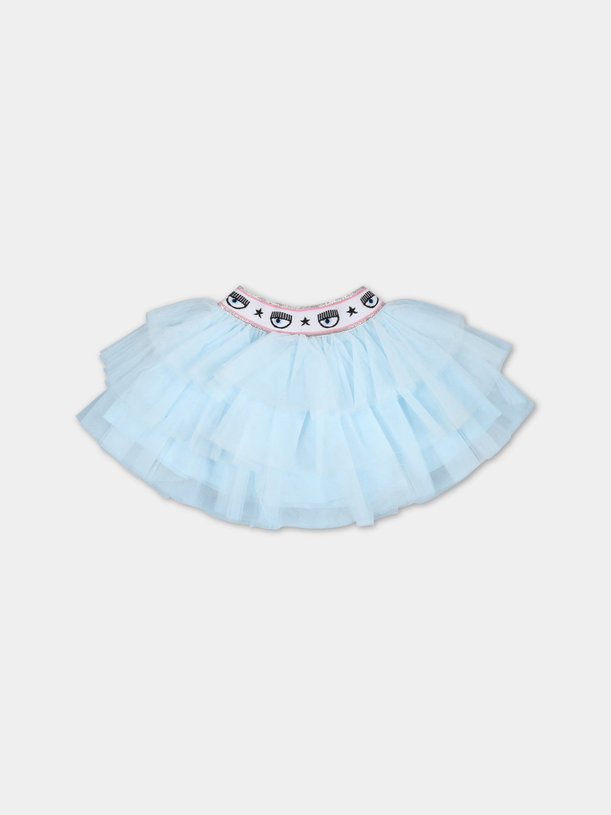 Gonna celeste per neonata con occhiolini,Chiara Ferragni Collection,53A700 T9945 0085