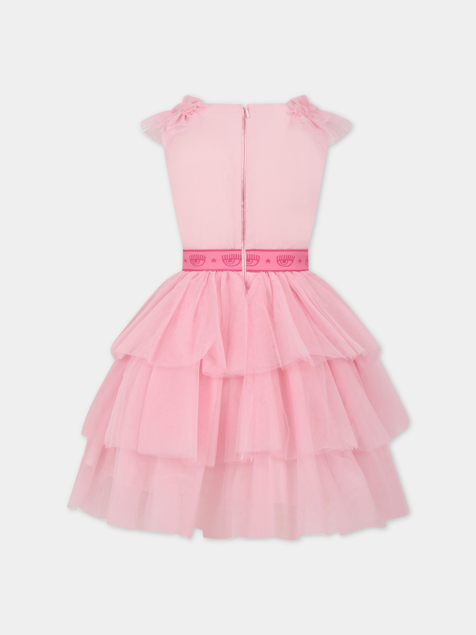 Vestito rosa per bambina con iconici eyes flirting,Chiara Ferragni Collection,51A901 T9945 0090