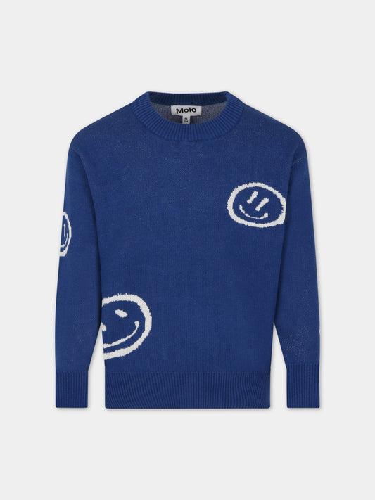Maglione blu per bambino con smile,Molo,1S23K202 3226