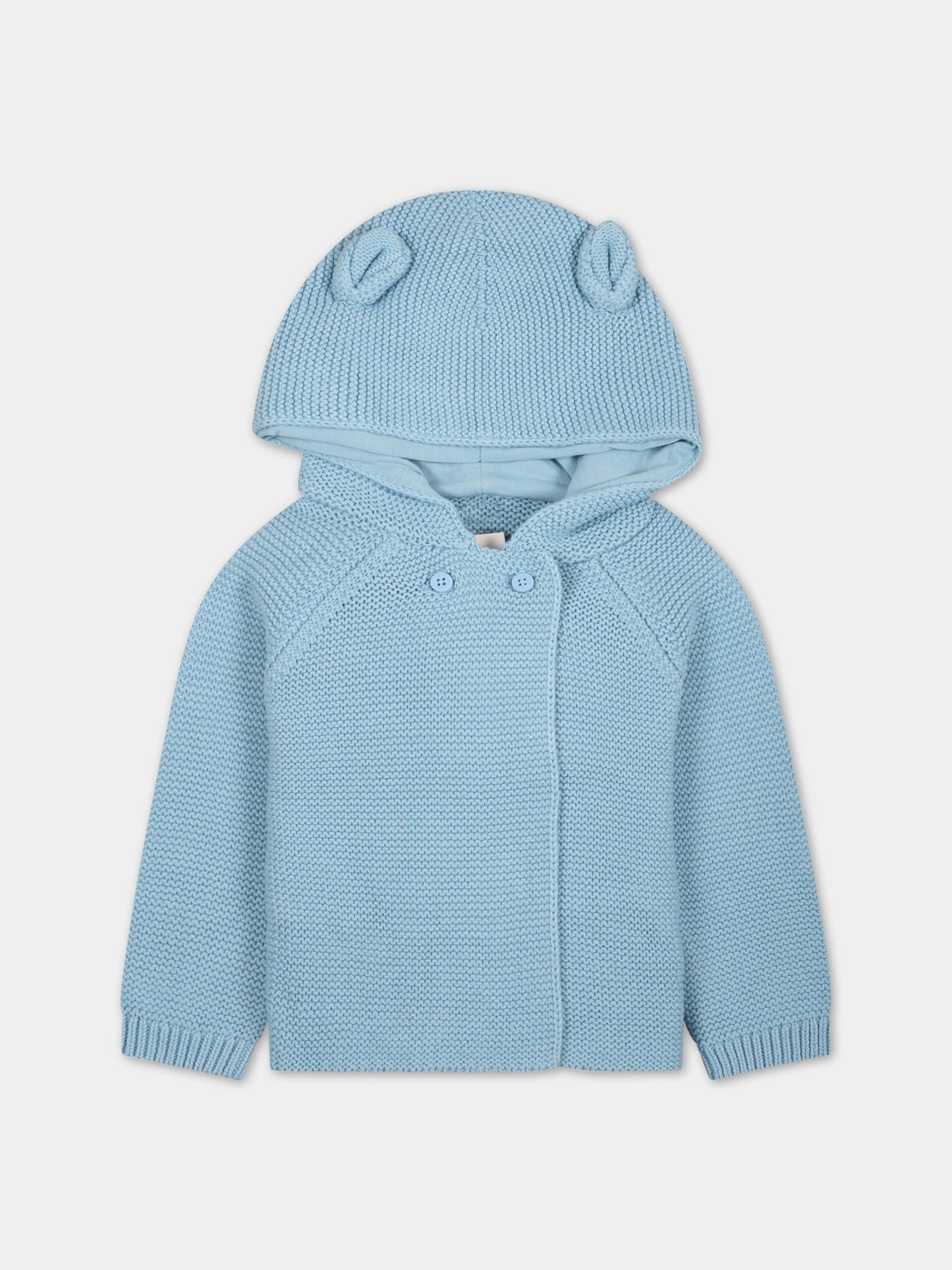 Cardigan celeste per neonato con orecchie,Stella Mccartney Kids,TS9520 Z1144 606