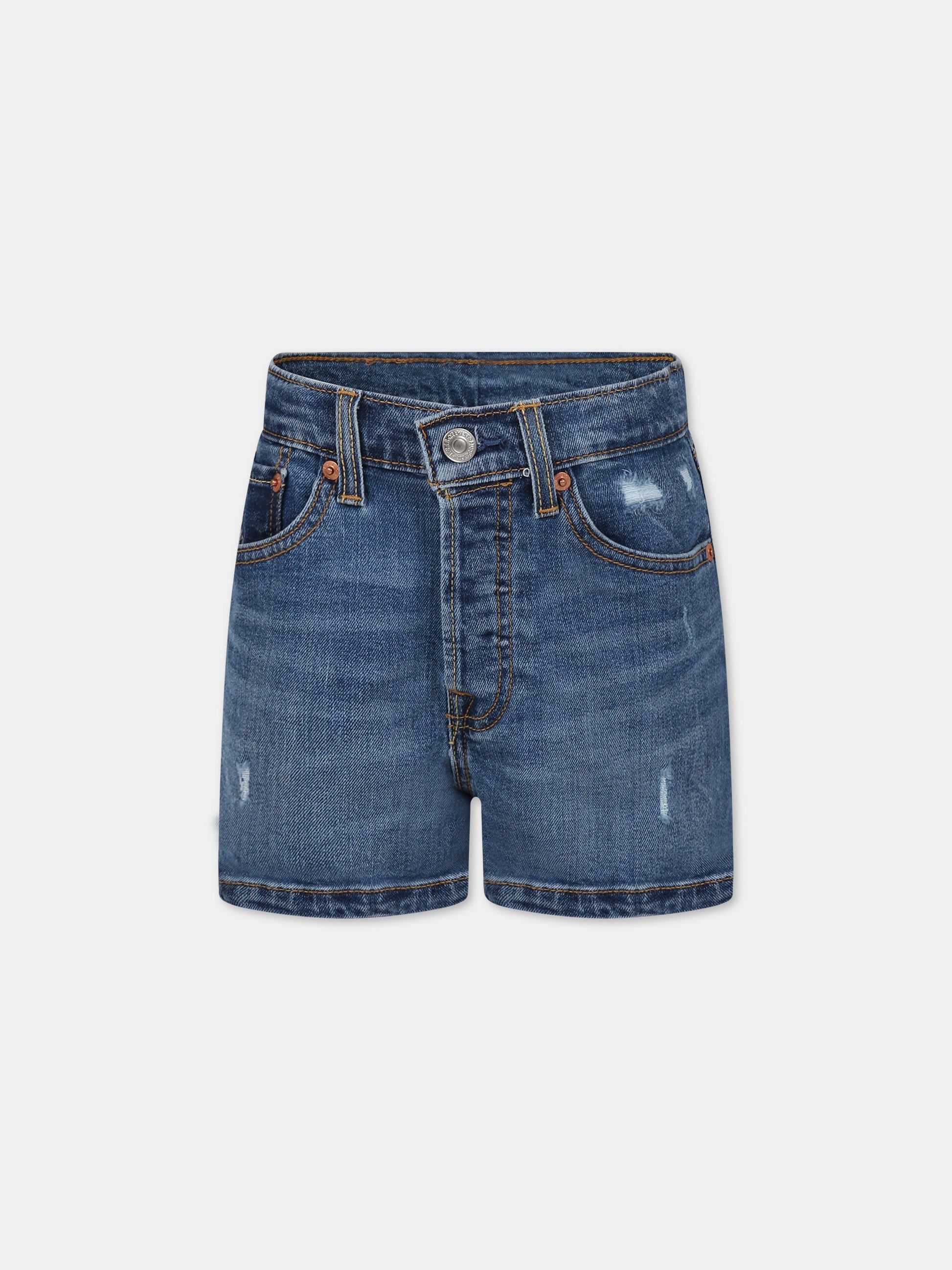 Shorts blu per bambina con logo,Levi's Kids,LK4EH878 4EH878 M8Z