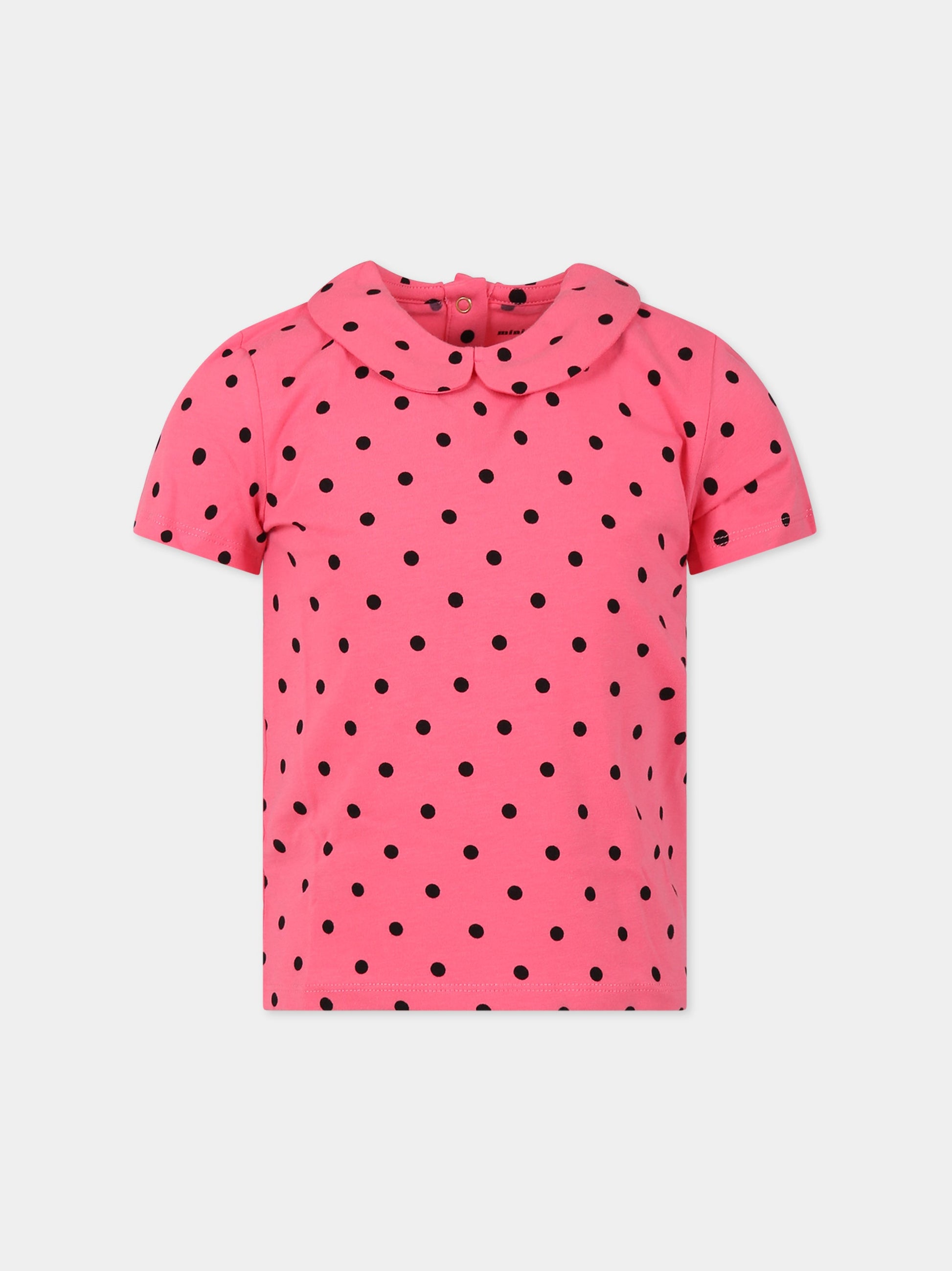 T-shirt fucsia per bambina con pois,Mini Rodini,2322013428