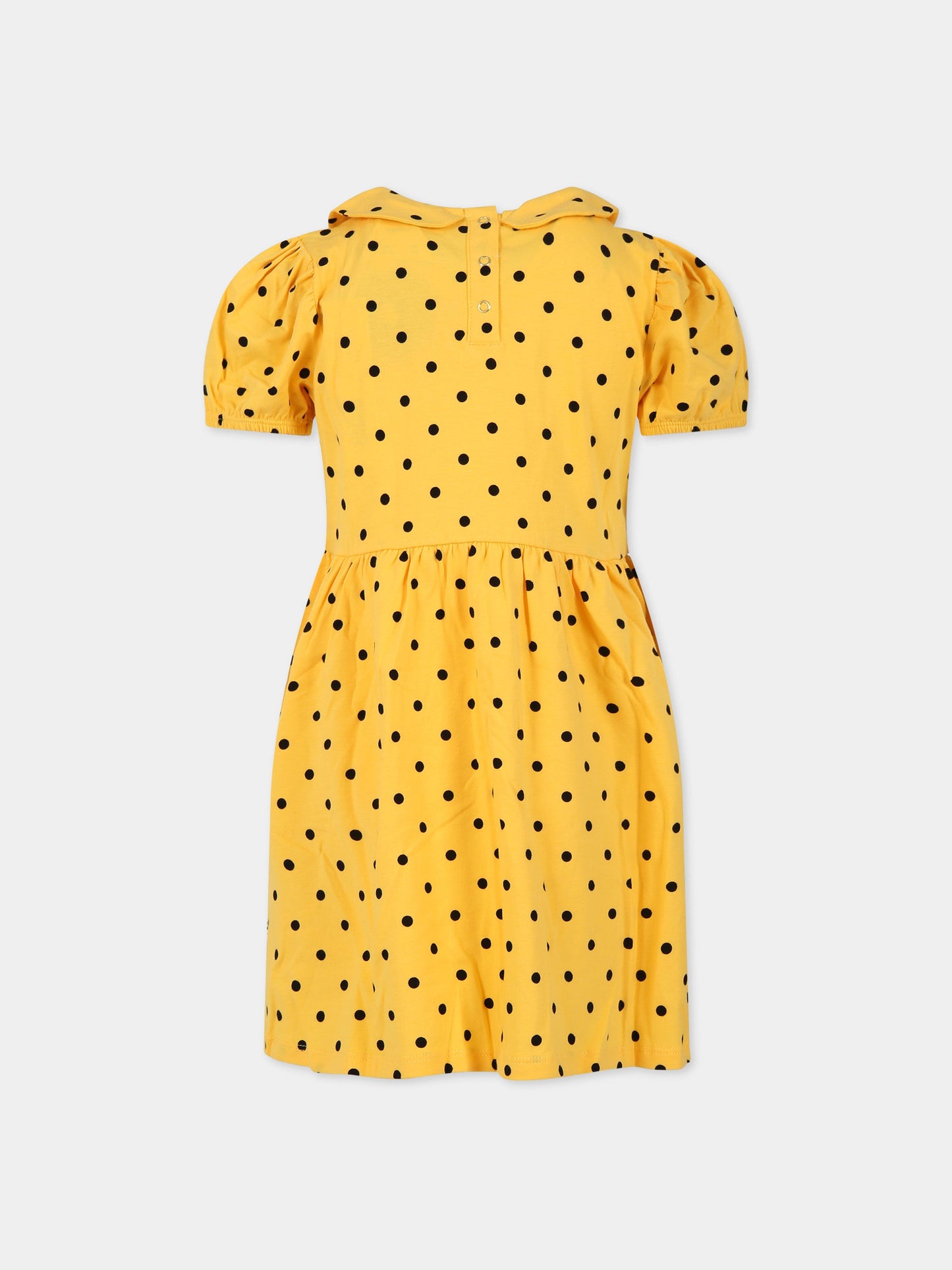 Vestito giallo per bambina con pois neri,Mini Rodini,2325010823