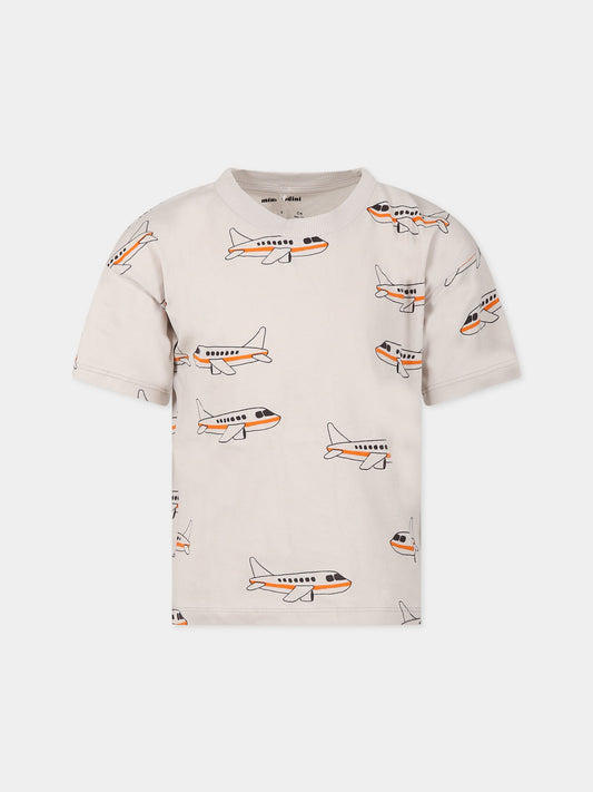 T-shirt avorio per bambino con stampa aereo,Mini Rodini,2322013197