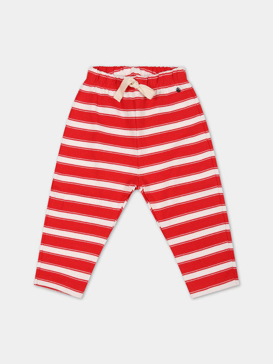 Pantaloni rossi per neonati con logo,Petit Bateau,A07Q4 PEPS/MARSHMALLOW