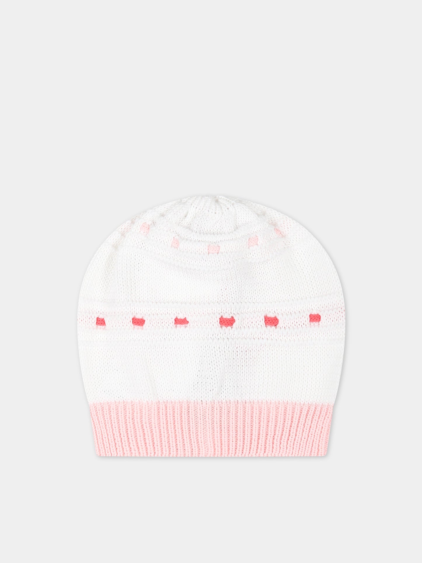 Cappello bianco per neonata con dettagli multicolor,Scaldacuore,FA14 ROSA