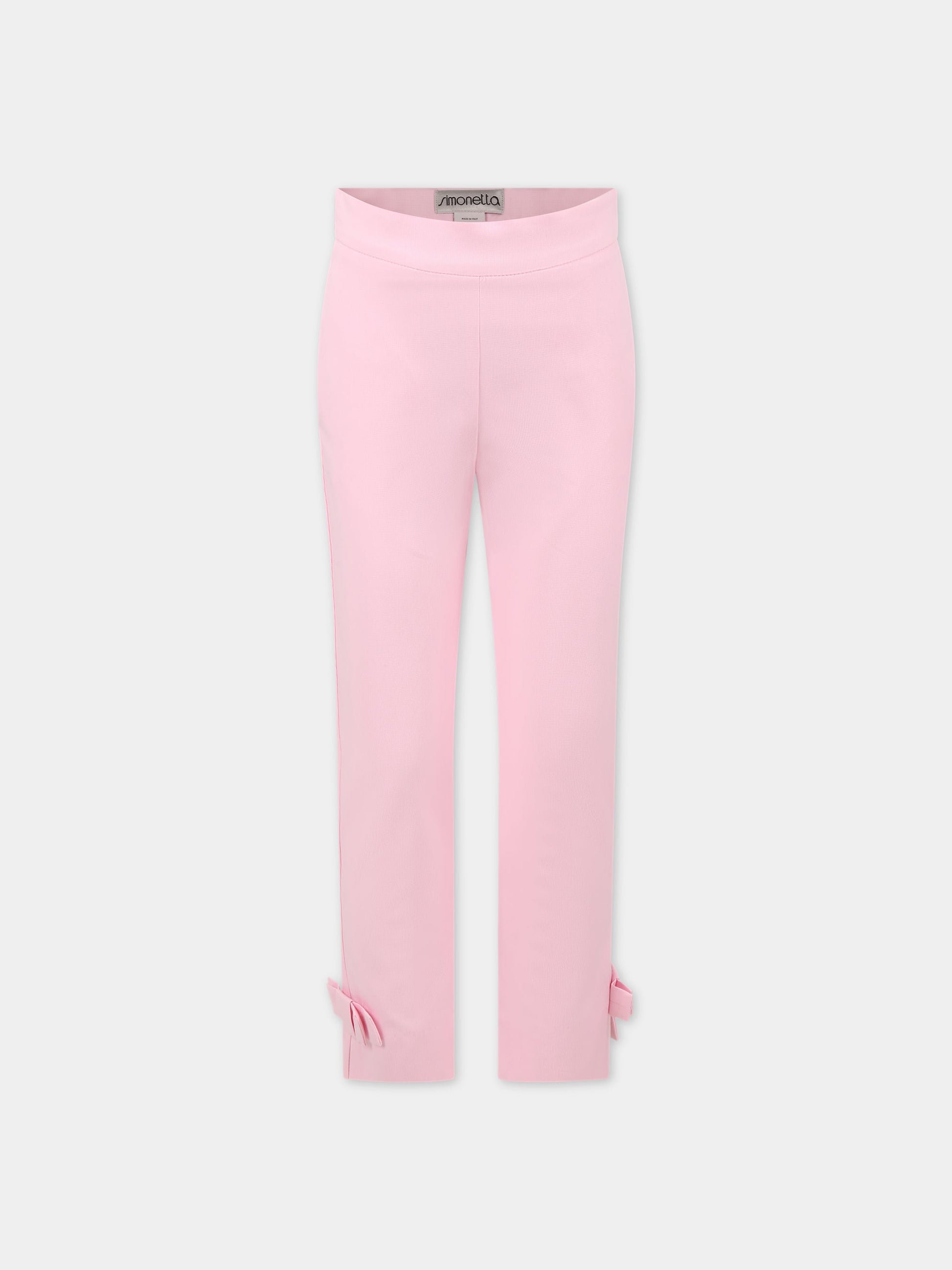 Pantaloni rosa per bambina con fiocco,Simonetta,SS6B21 G0097 555