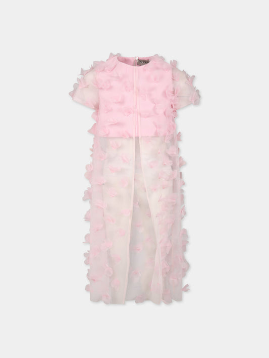 T-shirt rosa per bambina con applicazioni in tulle,Simonetta,SS5A71 T0041 511