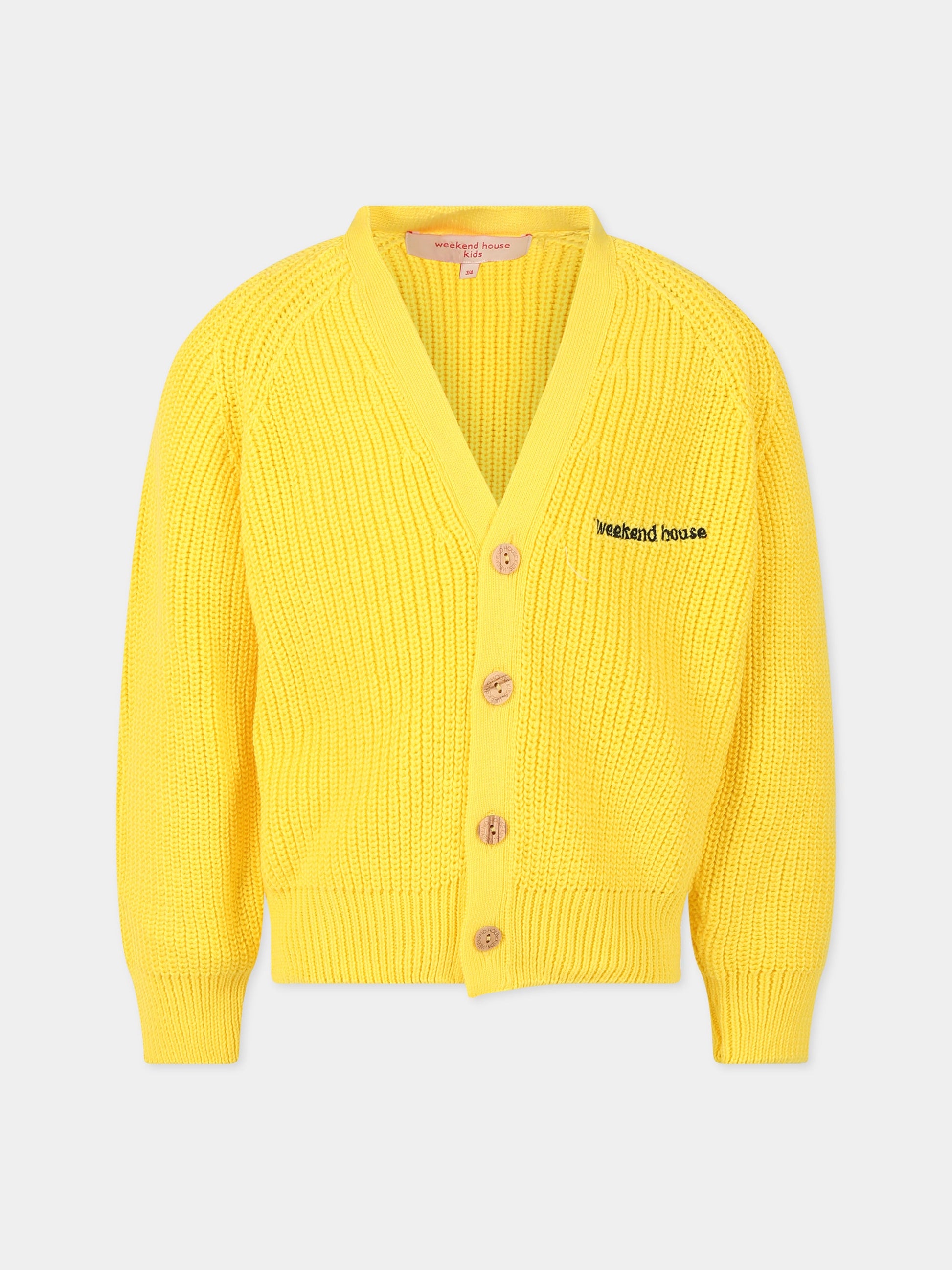 Cardigan giallo per bambini con logo,Weekend House Kids,847