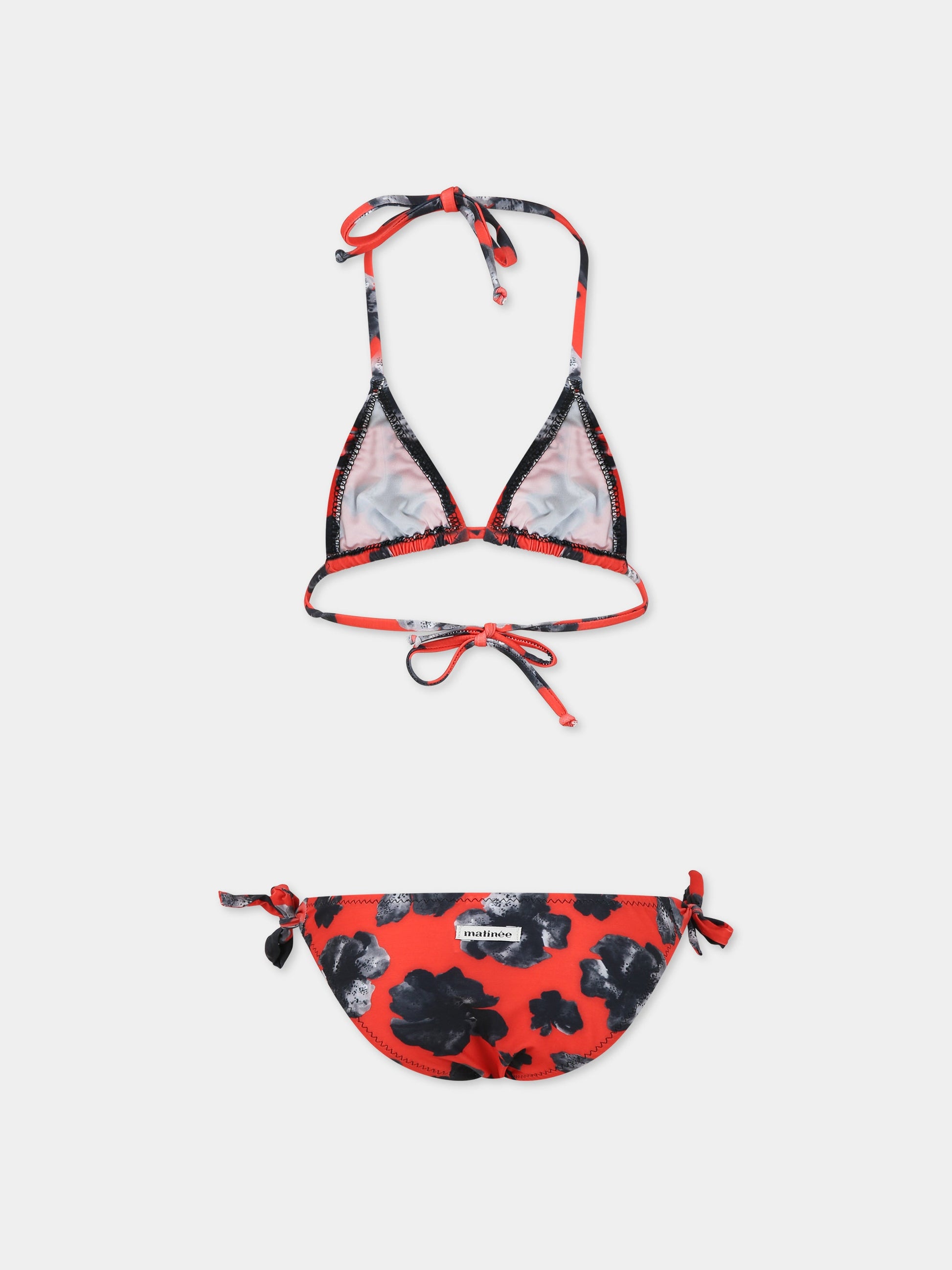 Bikini rosso per bambina con stampa floreale,Matineè,CC4011 PETITE CAMILLE FIORE ROSSO