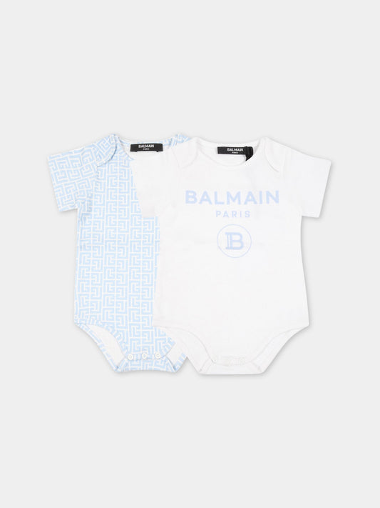 Set multicolor per neonato con logo celeste,Balmain Kids,6RB530 Z0209 10CE