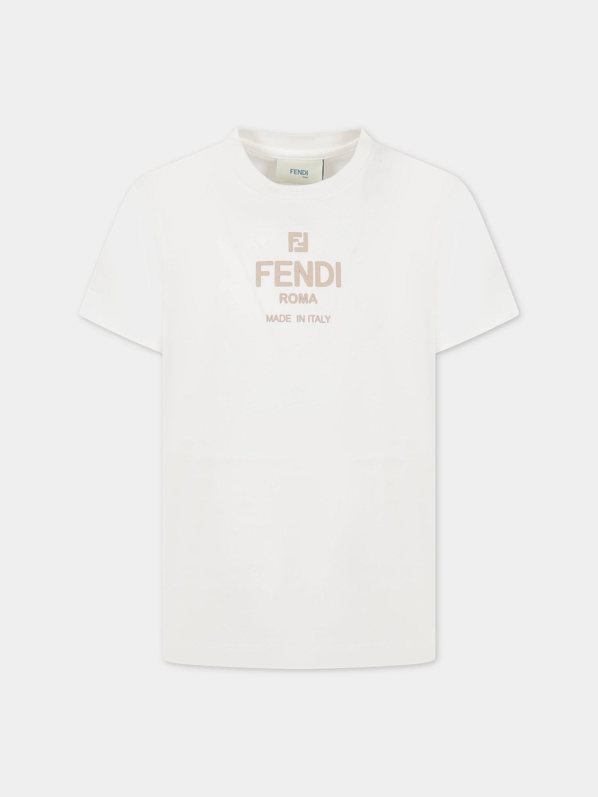 T-shirt bianca per bambini con logo,Fendi Kids,JUI142 7AJ F0TU9