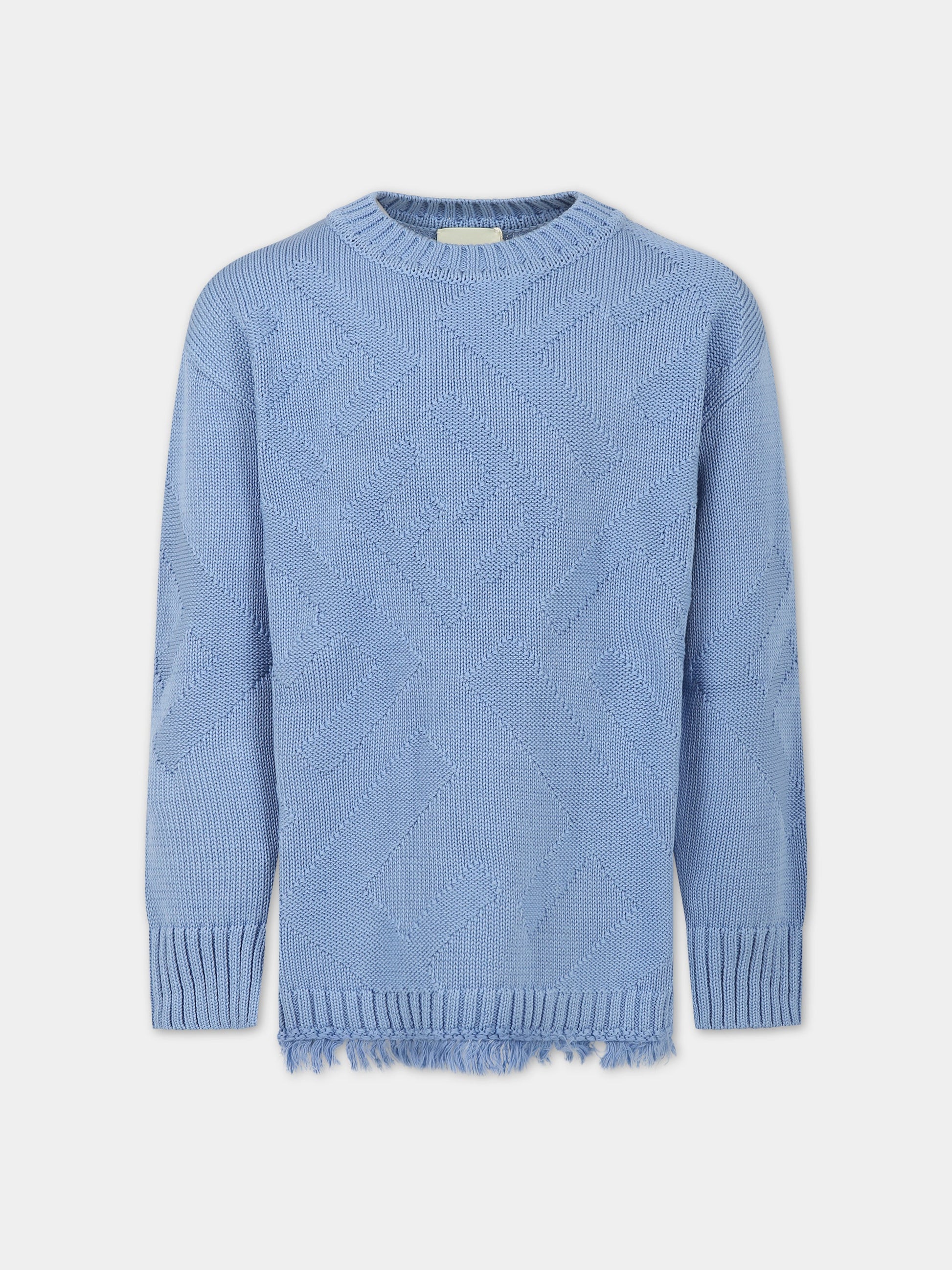 Maglione celeste per bambino con logo,Fendi Kids,JMG098 AMHY F11H1