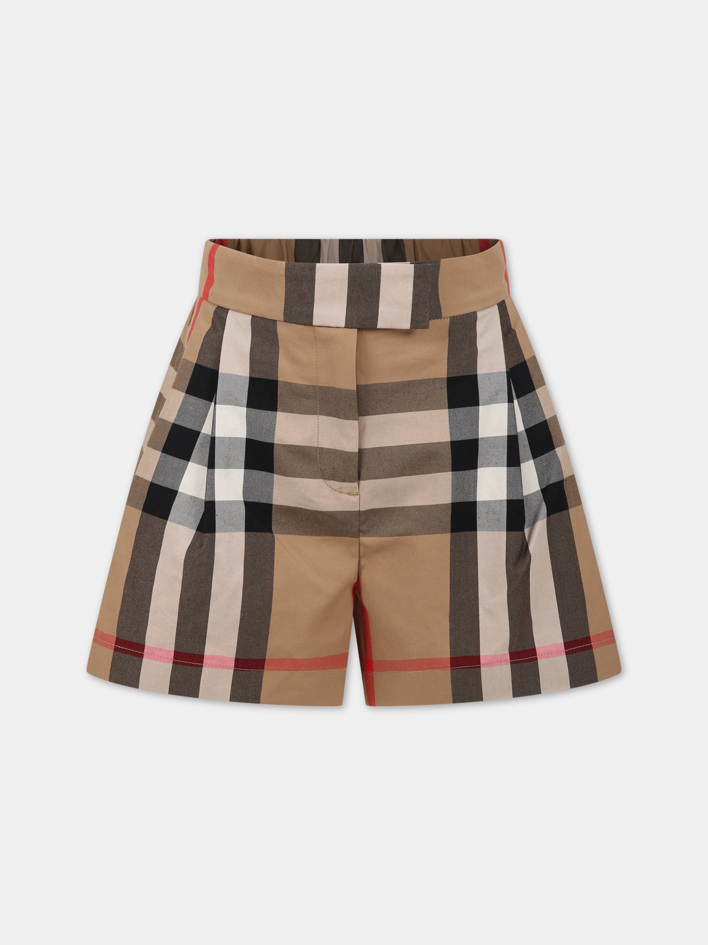 Shorts beige per bambina con check vintage,Burberry Kids,8068450