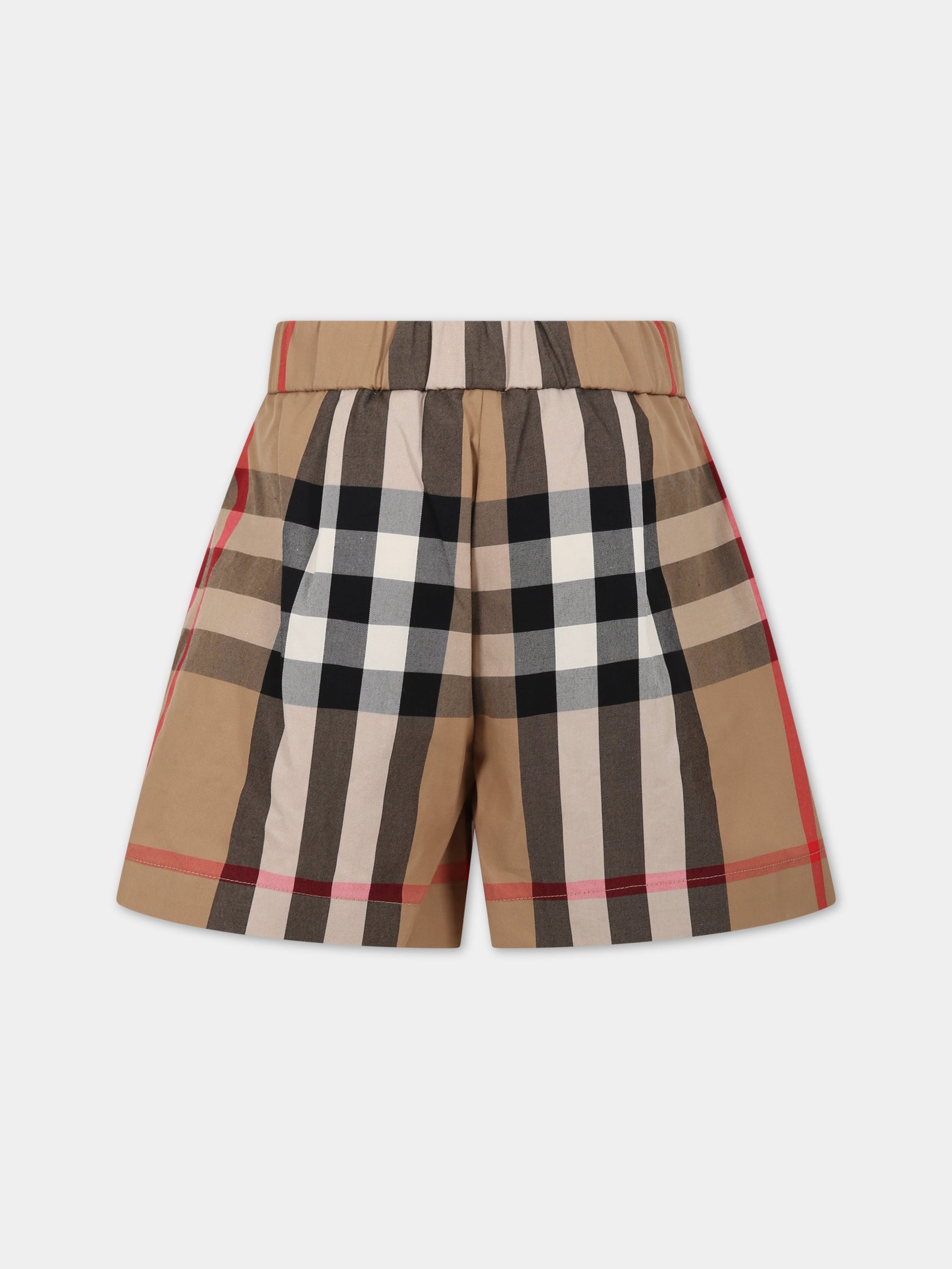 Shorts beige per bambina con check vintage,Burberry Kids,8068450