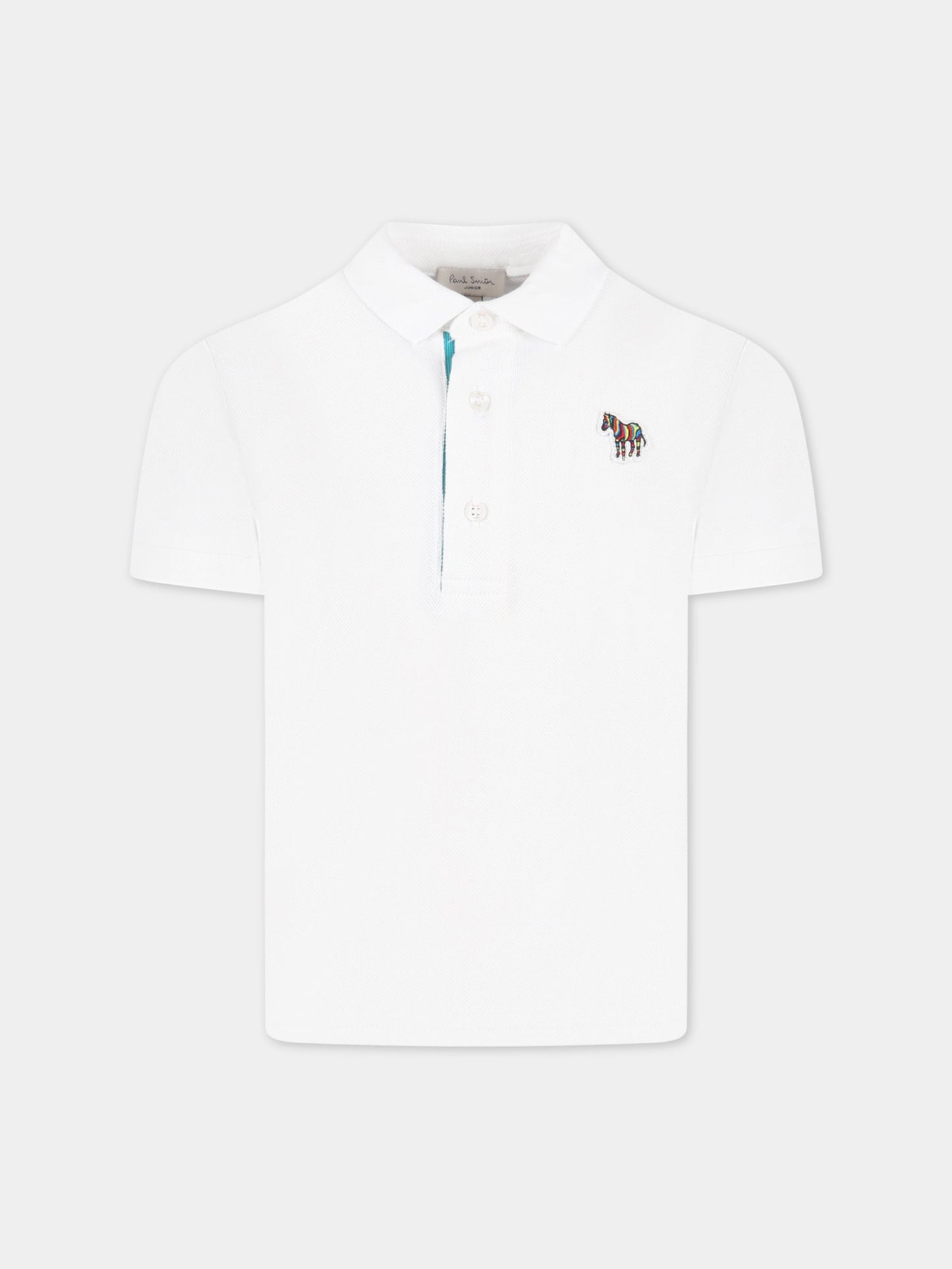 Polo bianca per bambino con patch,Paul Smith Junior,P25183 10P