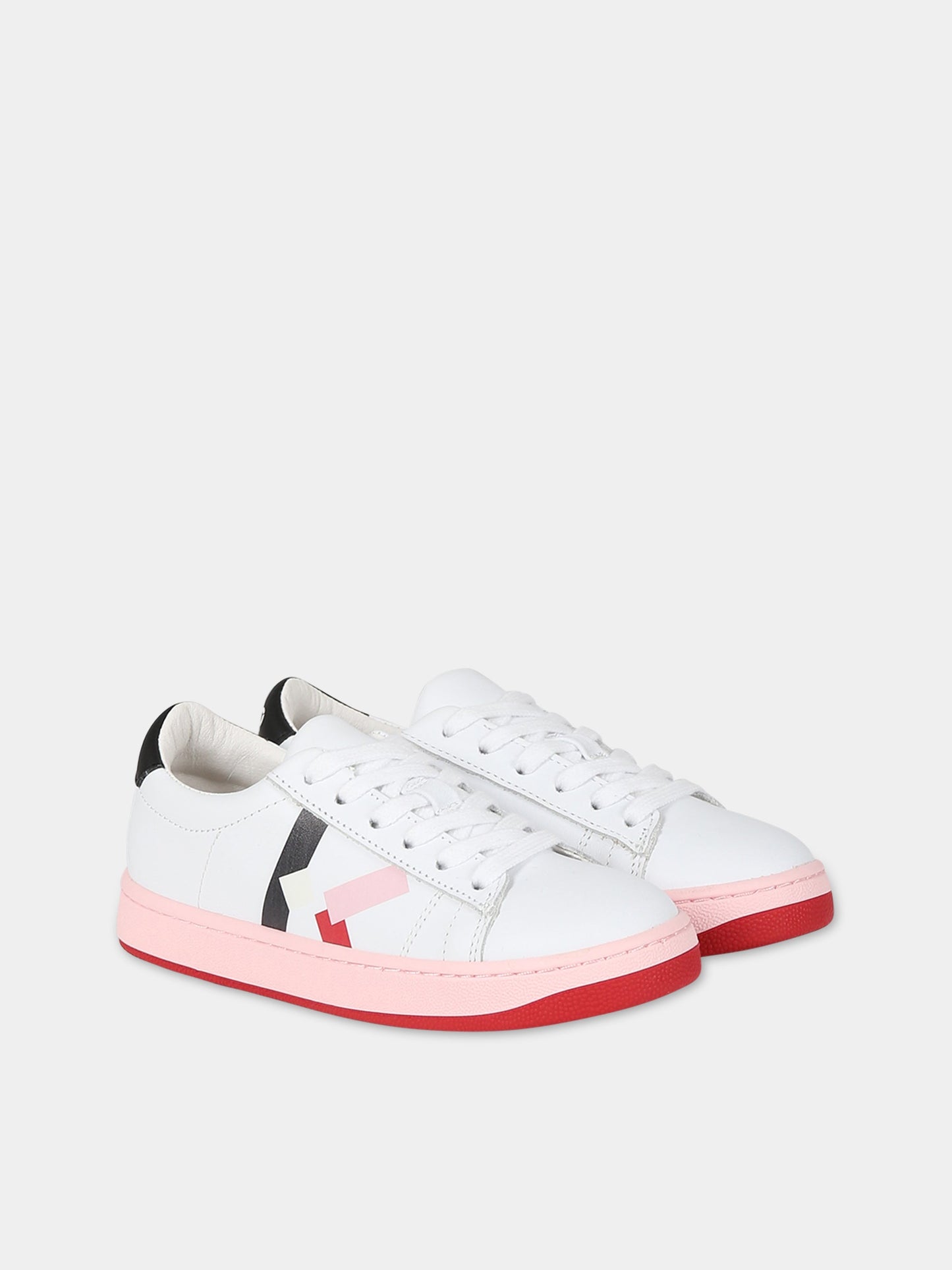 Sneakers bianche per bambina con logo,Kenzo Kids,K19112 10P