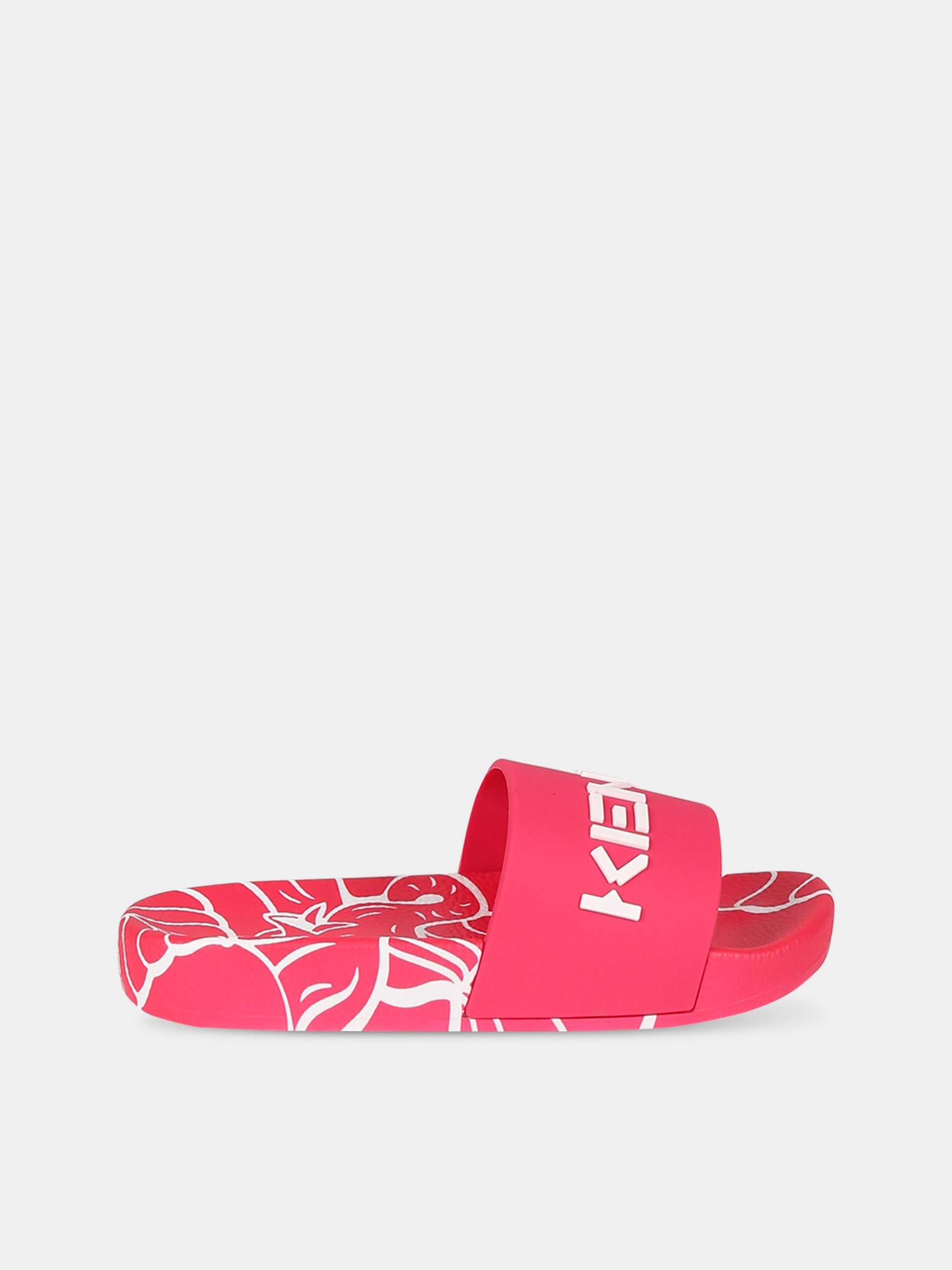 Ciabatte fucsia per bambina con logo,Kenzo Kids,K59051 49F