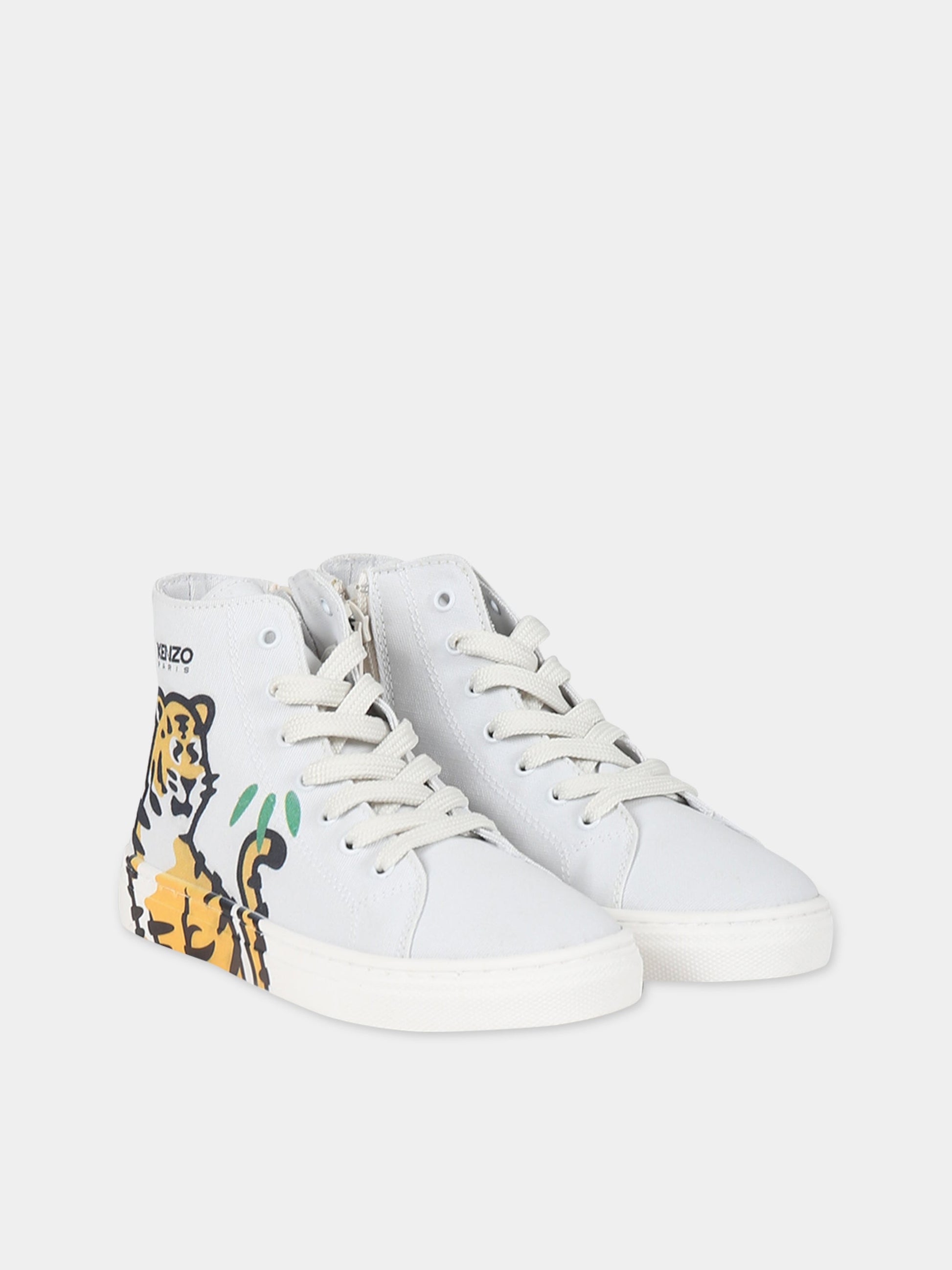 Sneakers beige per bambini con Kotora e logo,Kenzo Kids,K59059 242