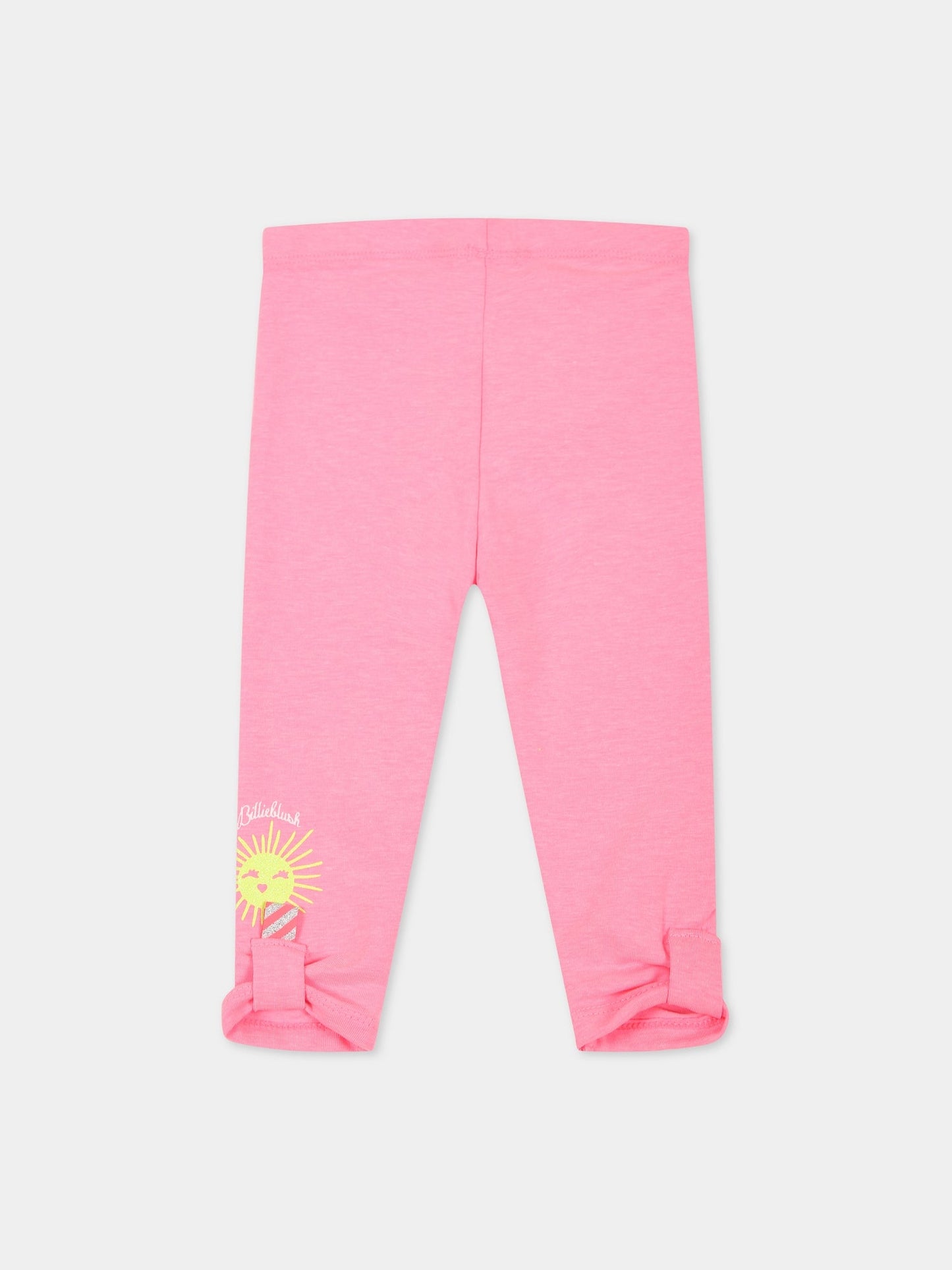 Leggings rosa pe neonata con logo e stampa,Billieblush,U04246 47T