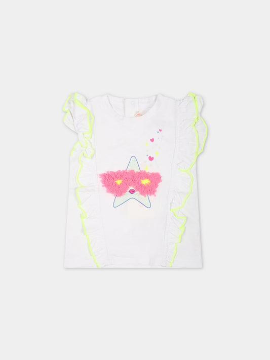 T-shirt bianca per neonata con stampa,Billieblush,U05374 10B