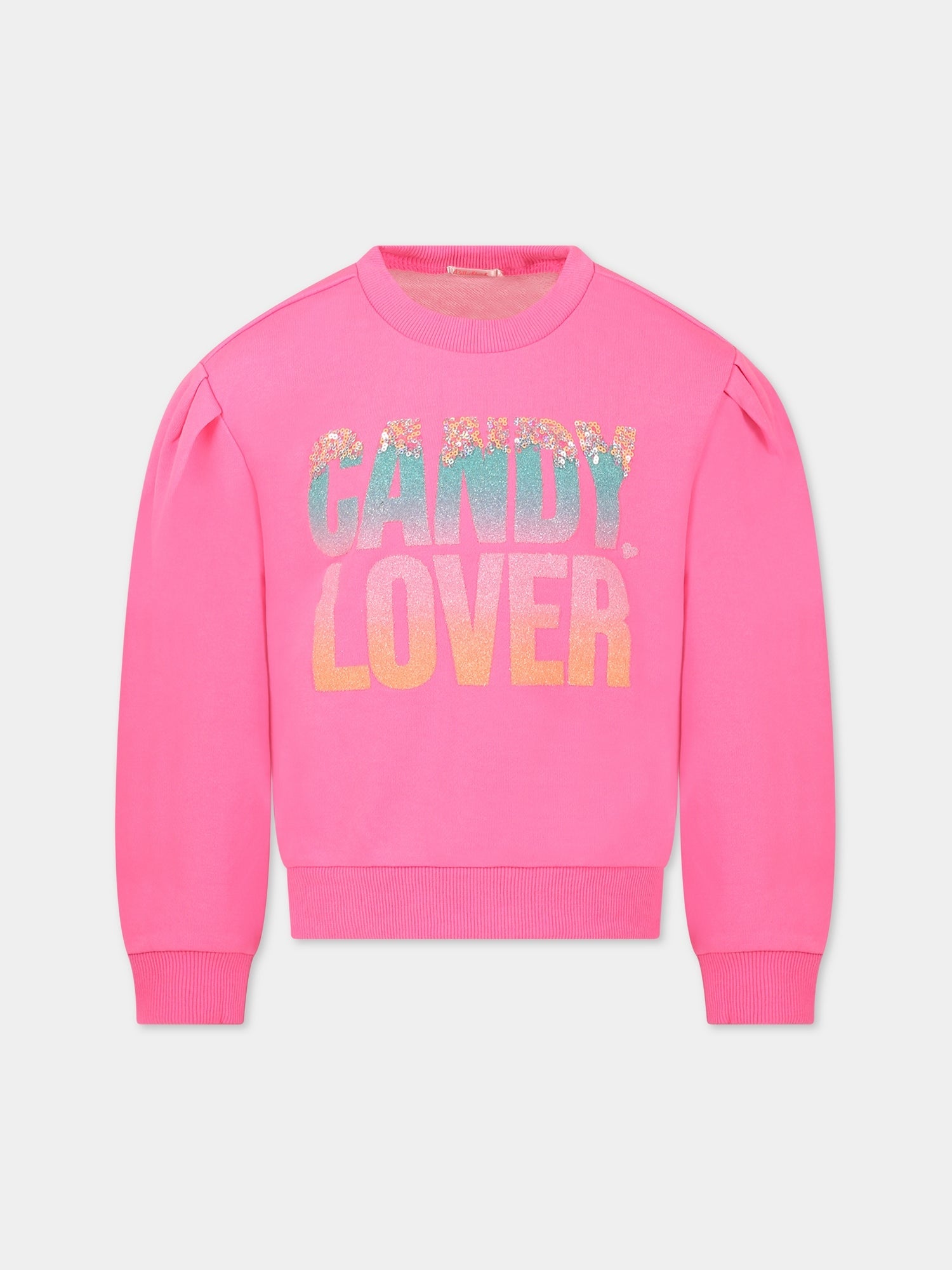 Felpa rosa per bambina con scritta Candy lover,Billieblush,U15966 47T