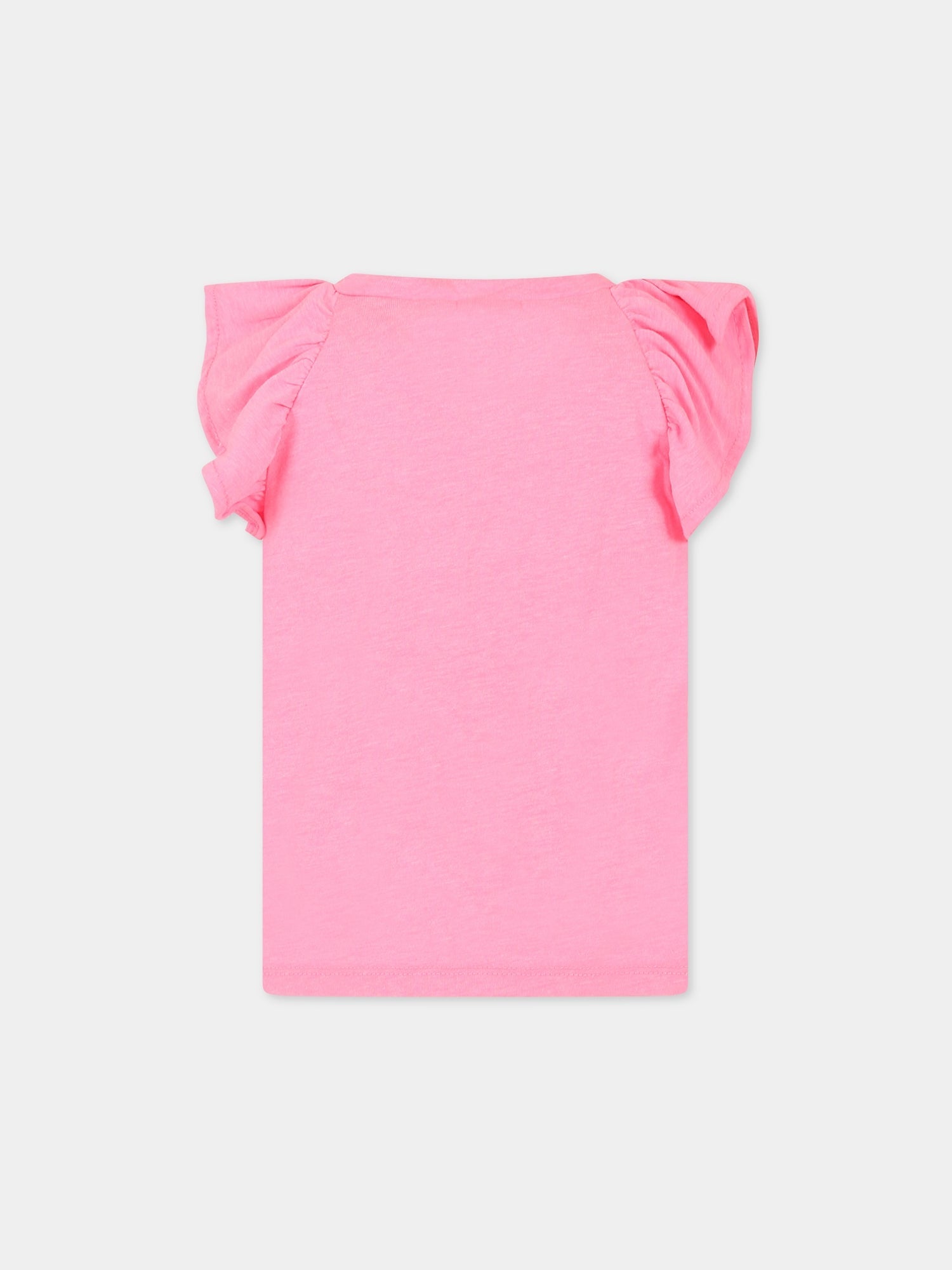 T-shirt rosa per bambina con caramella e scritta Sparkle all-day,Billieblush,U15988 47T