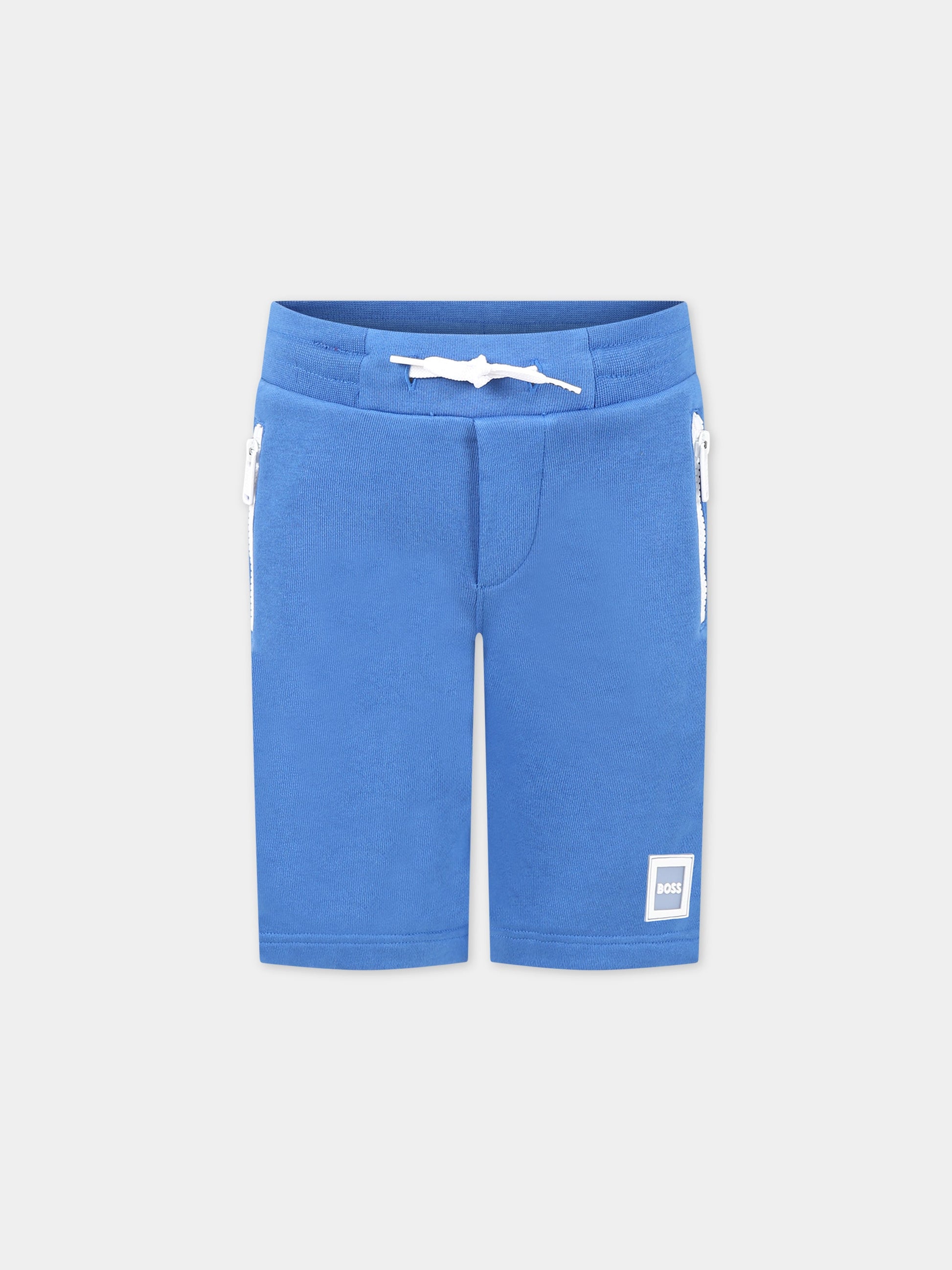 Shorts azzurri per bambino con logo,Hugo Boss,J24748 871