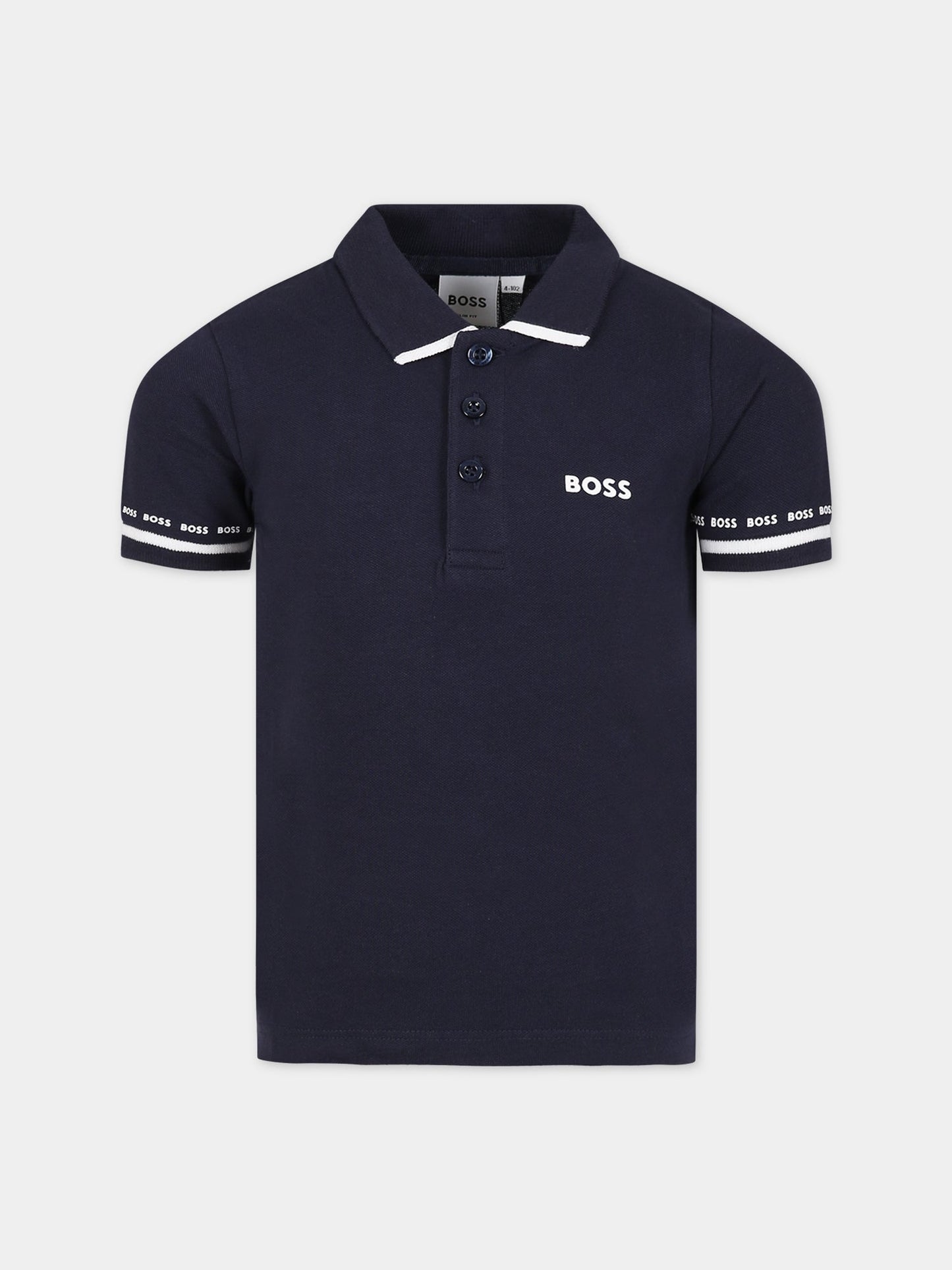 Polo blu per bambino con logo,Hugo Boss,J25N53 849