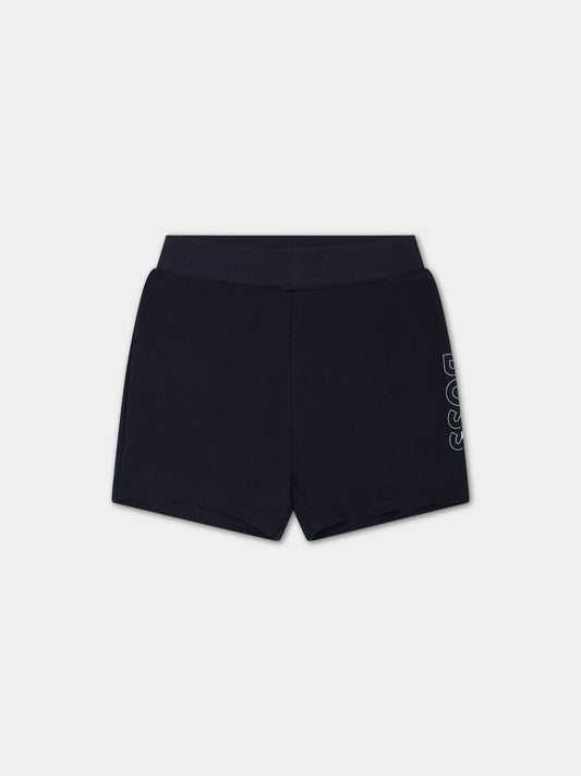 Shorts blu per neonato con logo,Hugo Boss,J94304 849