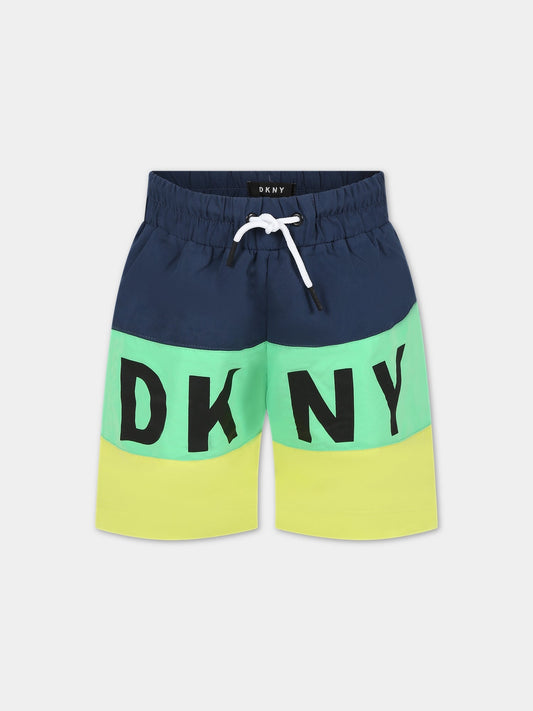 Boxer-mare multicolor per bambino con logo,Dkny,D24761 800