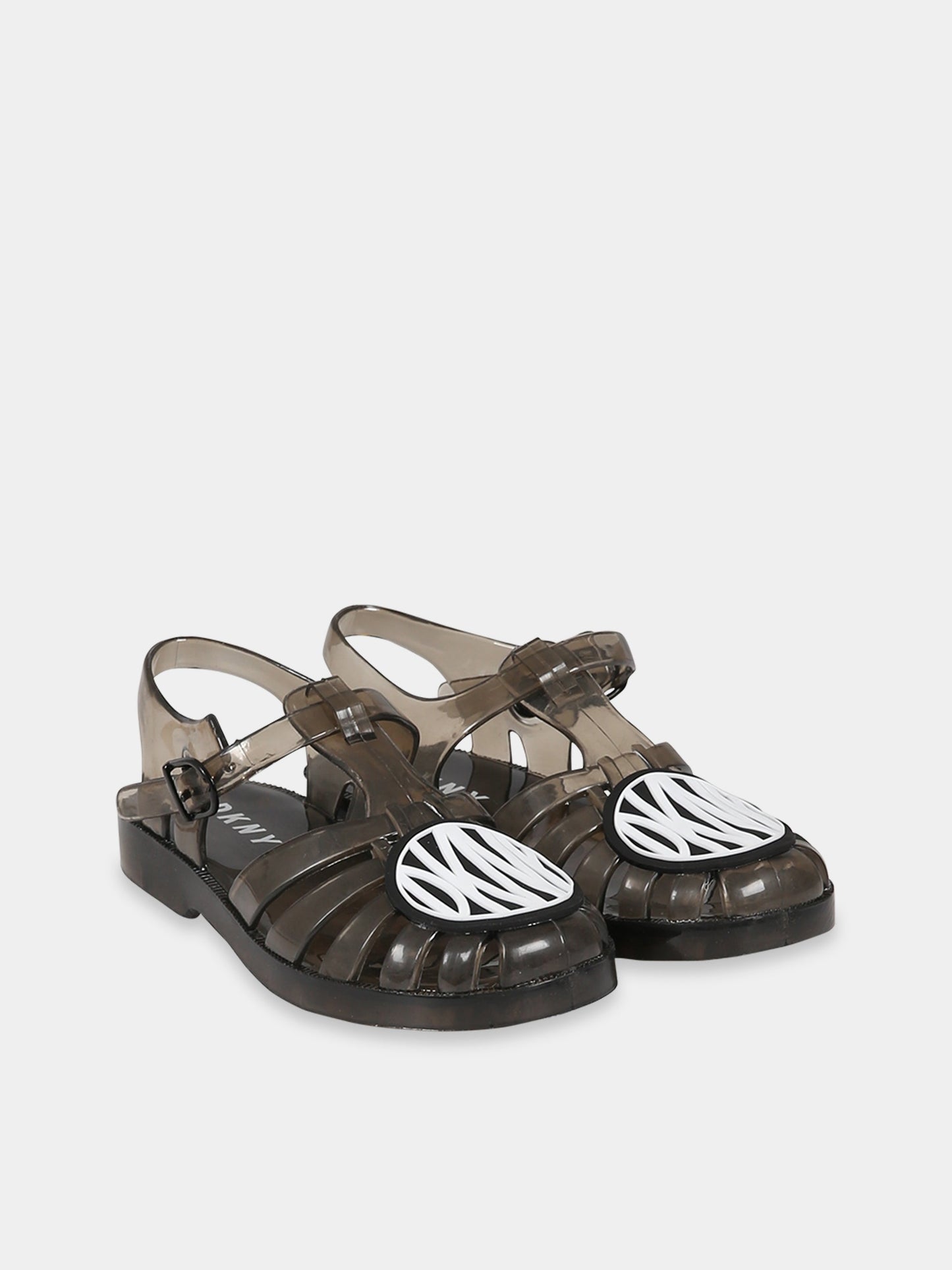 Sandali neri per bambina con logo,Dkny,D39069 09B