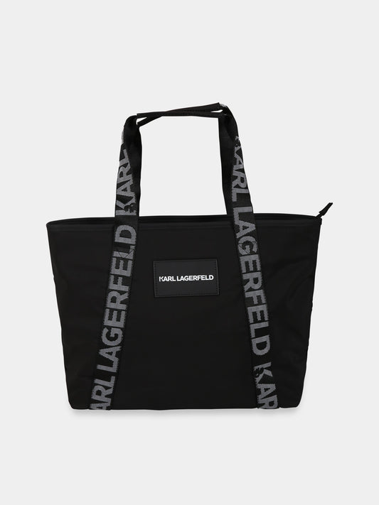 Borsa-mamma nera per neonati con logo,Karl Lagerfeld Kids,Z10130 09B