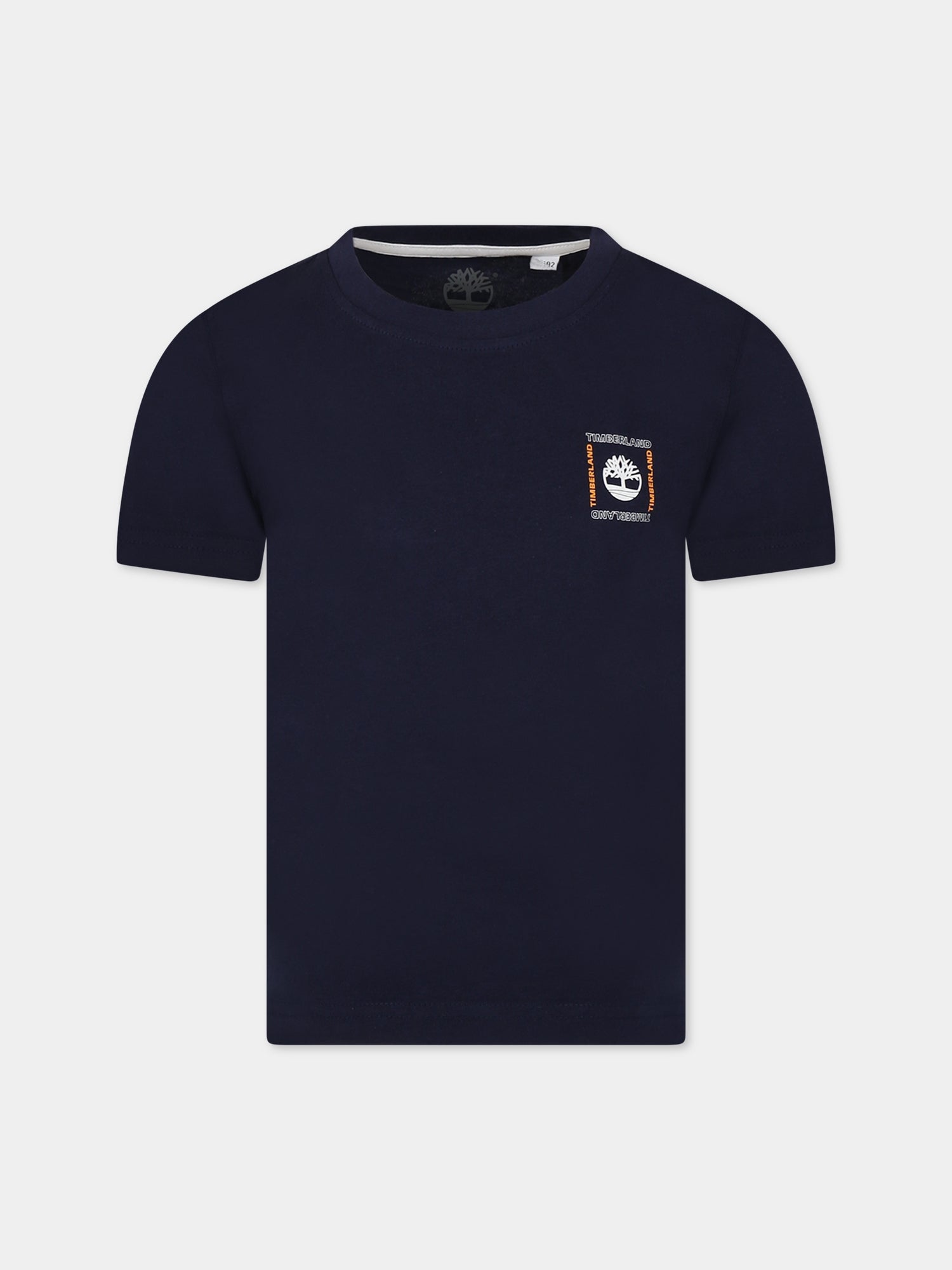 T-shirt blu con logo per bambino,Timberland,T25S90 85T