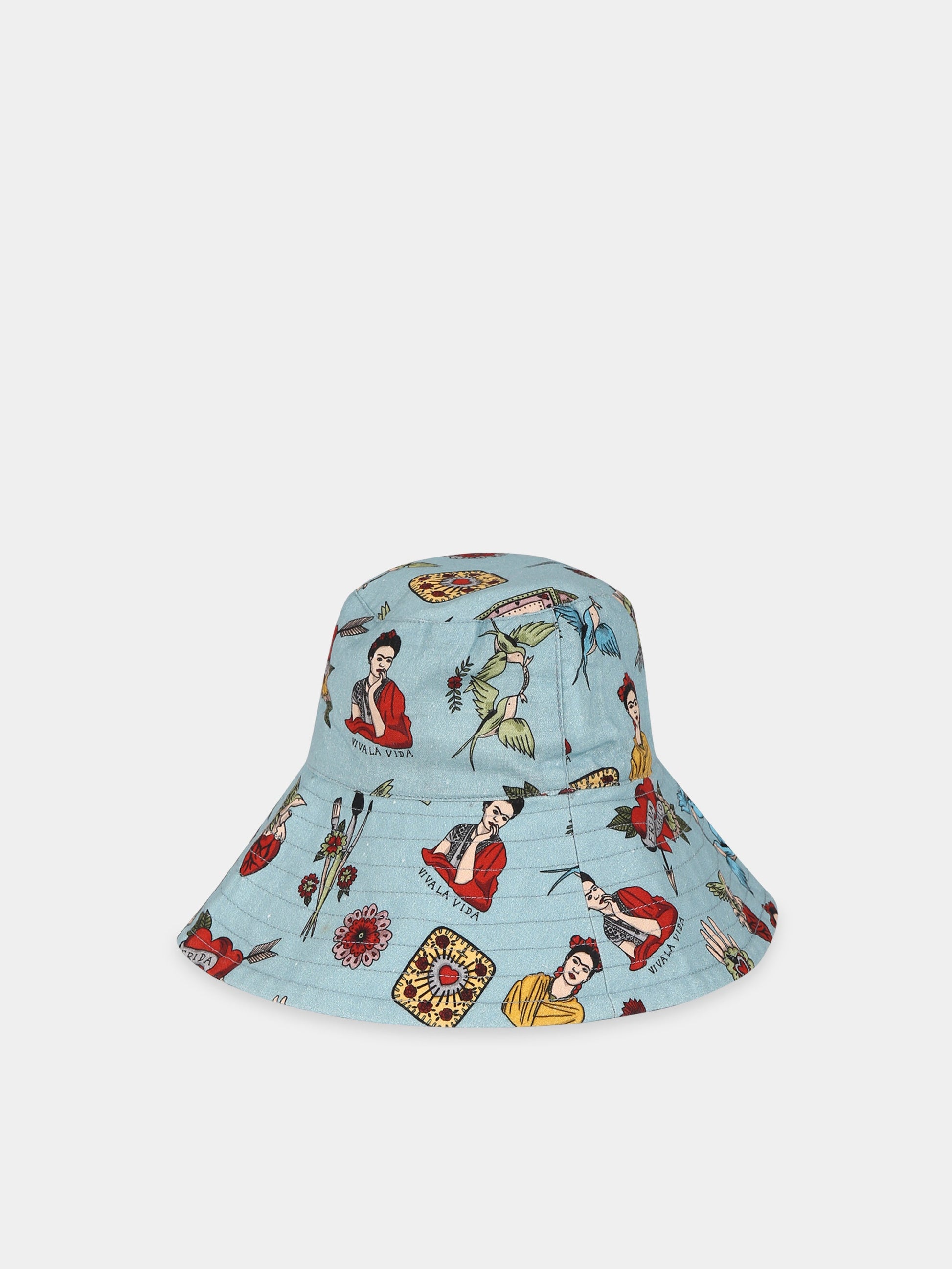 Cloche celeste per bambina con stampa,Atelier Parsmei,AMO/UNI/ACC/FRI