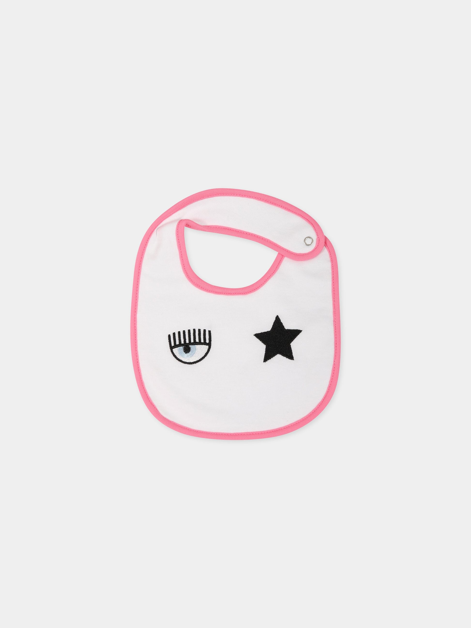 Bavaglino bianco per neonata con iconico occhio,Chiara Ferragni Collection,559002 9008 9995