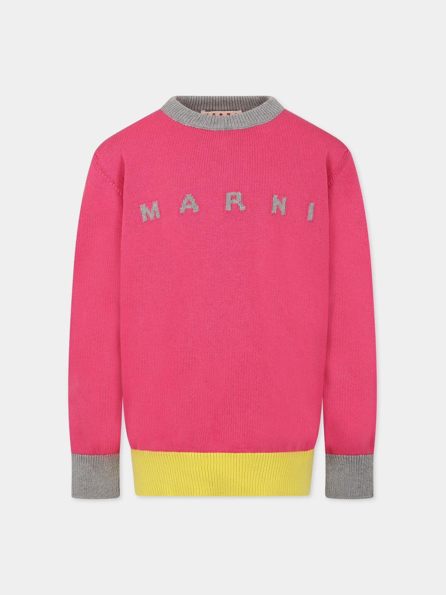 Maglione rosa per bambina con logo,Marni Kids,M00473 M00LT 0M337