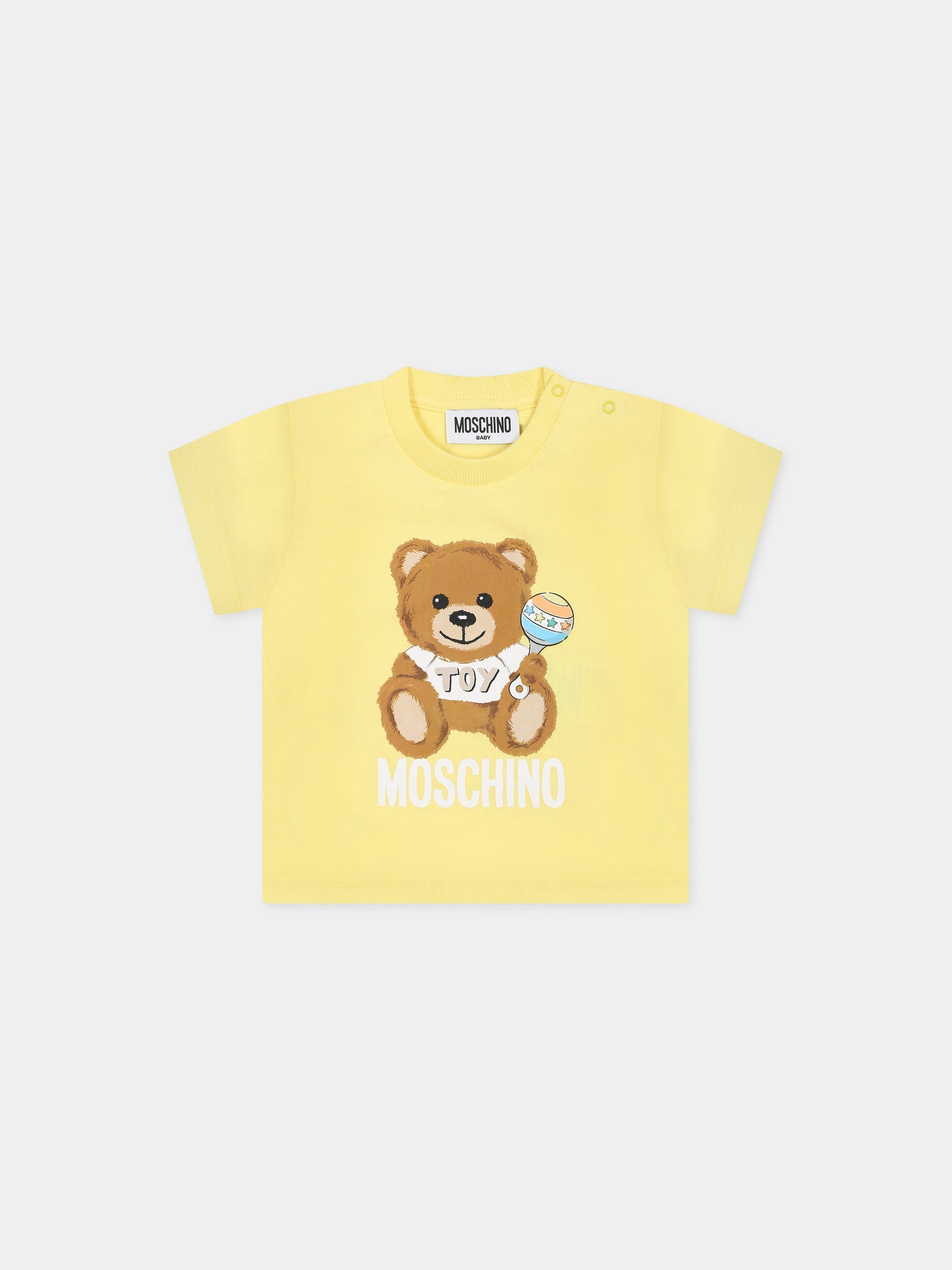 T-shirt gialla per neonati con Teddy Bear e logo,Moschino Kids,MOM032 LAA03 50230