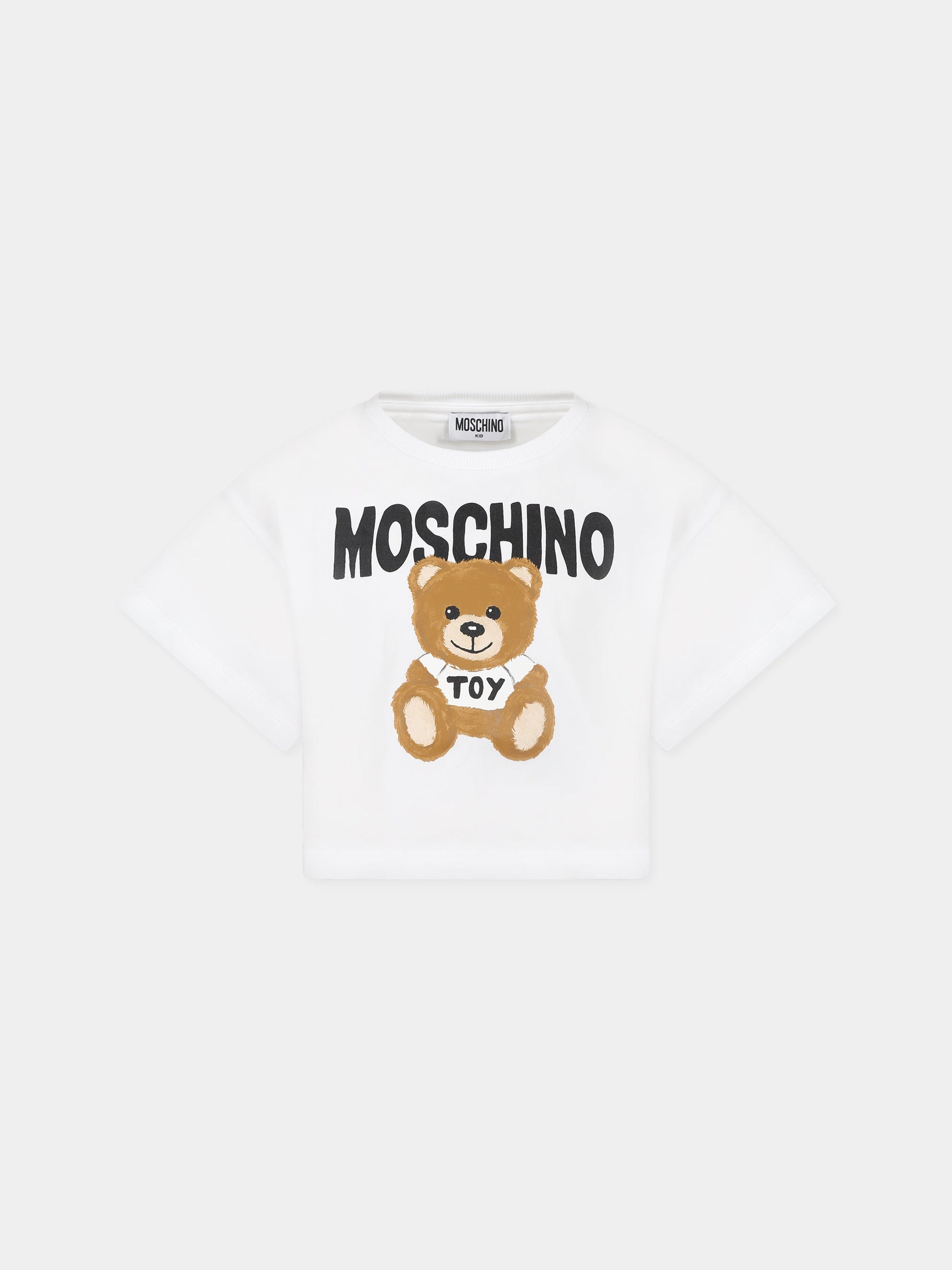 T-shirt bianca per bambina con Teddy Bear,Moschino Kids,HDM04X LBA10 10101