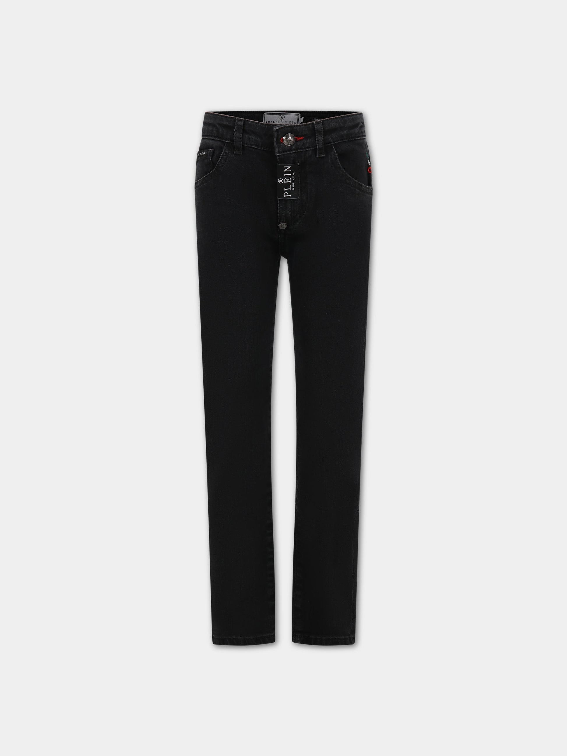 Jeans neri per bambino con logo,Philipp Plein Junior,2NP000 LXE33 84288