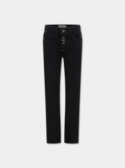 Jeans neri per bambino con logo,Philipp Plein Junior,2NP000 LXE33 84288